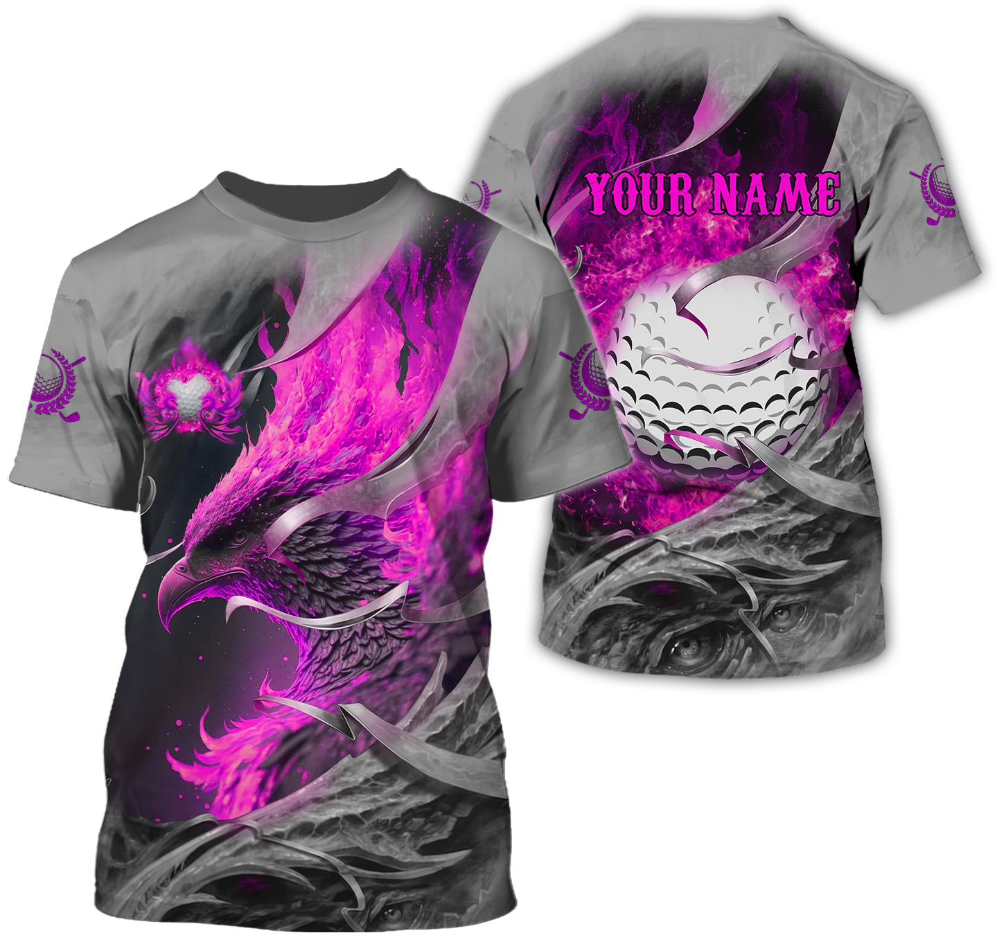 Pink Phoenix Custom Golf Polo ShirtGolf Apparel, Golf Gift For Men