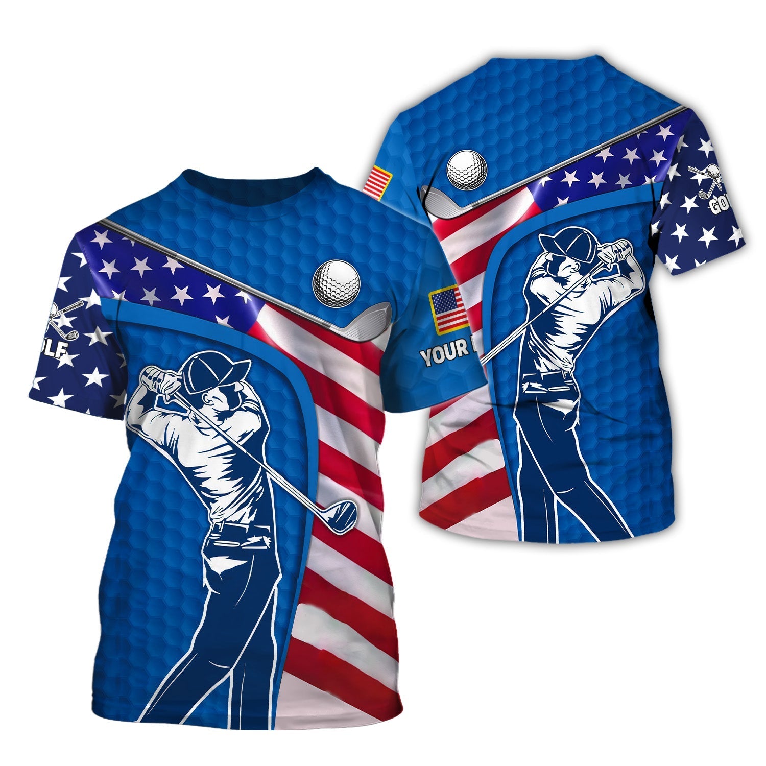 Blue Custom Men's Golf Polo ShirtGolfing Apparel, Mens Golf Gift
