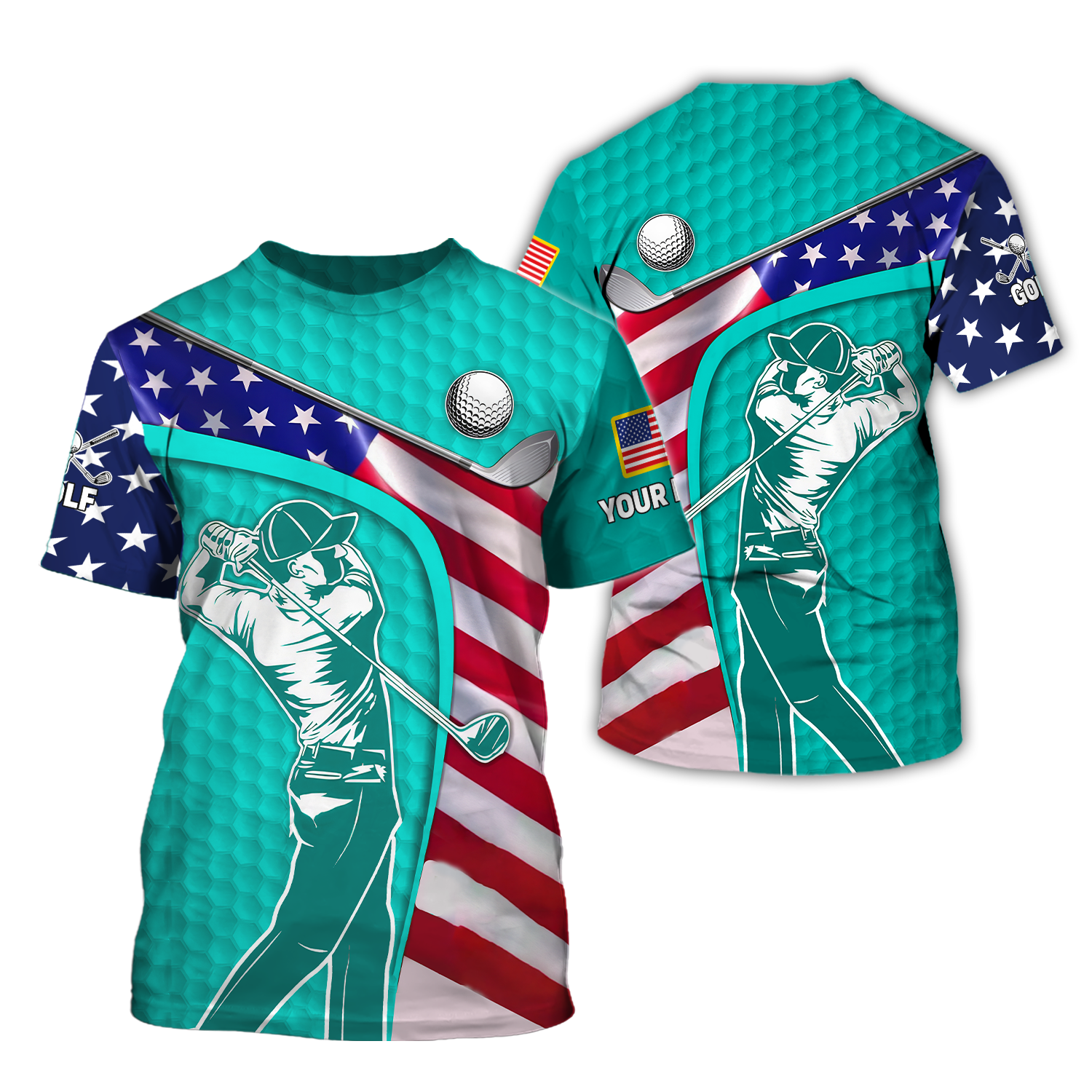 Cyan Custom Men's Golf Polo ShirtGolfing Apparel, Mens Golf Gift