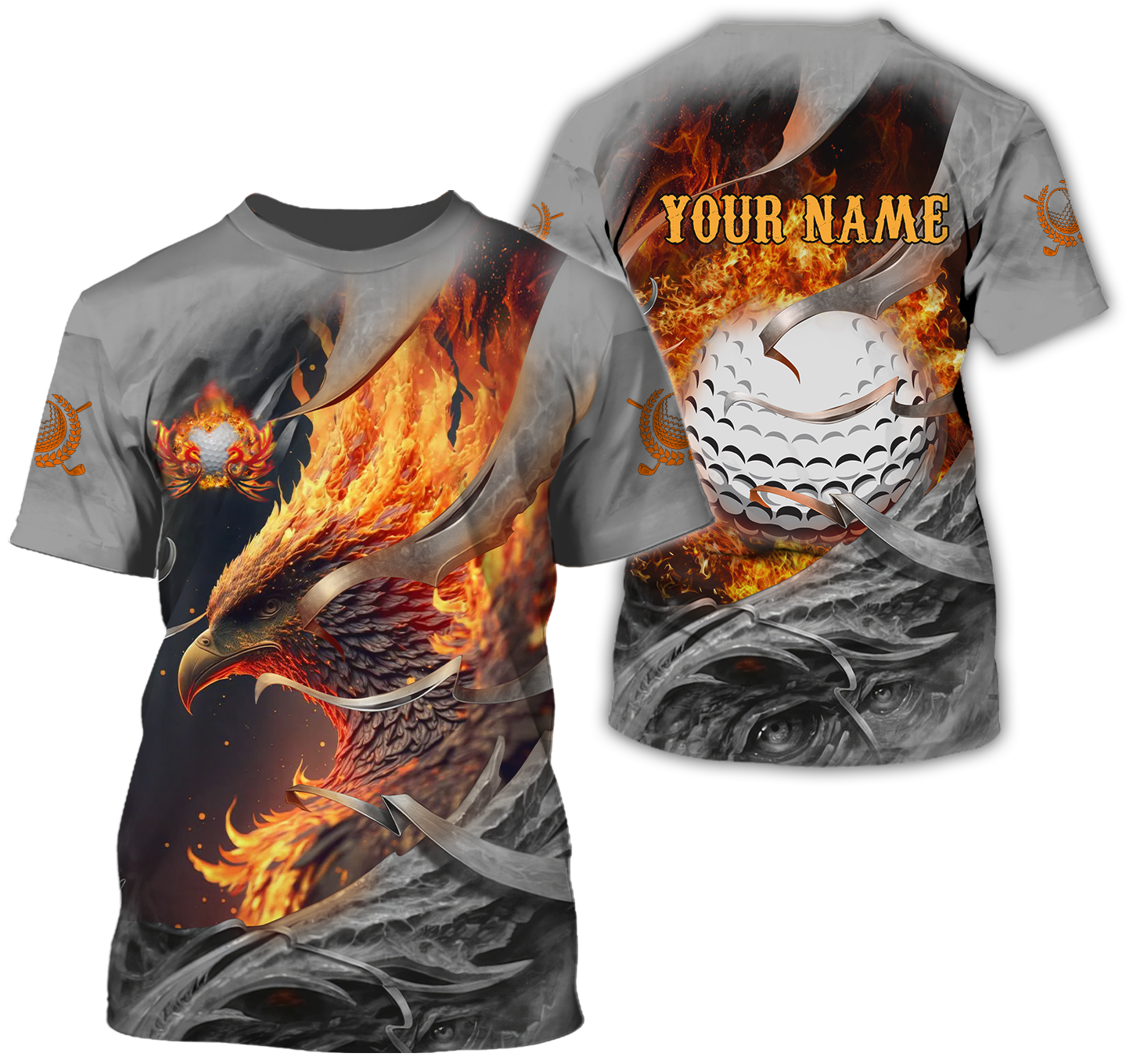 Fire Phoenix Custom Golf Polo ShirtGolf Apparel, Golf Gift For Men