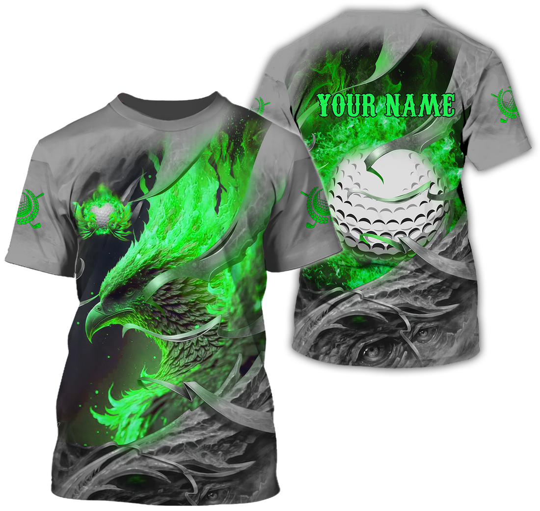 Green Phoenix Custom Golf Polo ShirtGolf Apparel, Golf Gift For Men