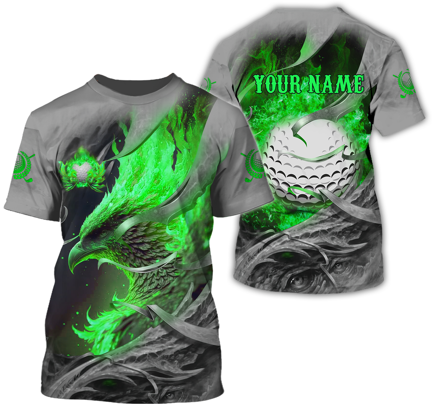 Green Phoenix Custom Golf Polo ShirtGolf Apparel, Golf Gift For Men