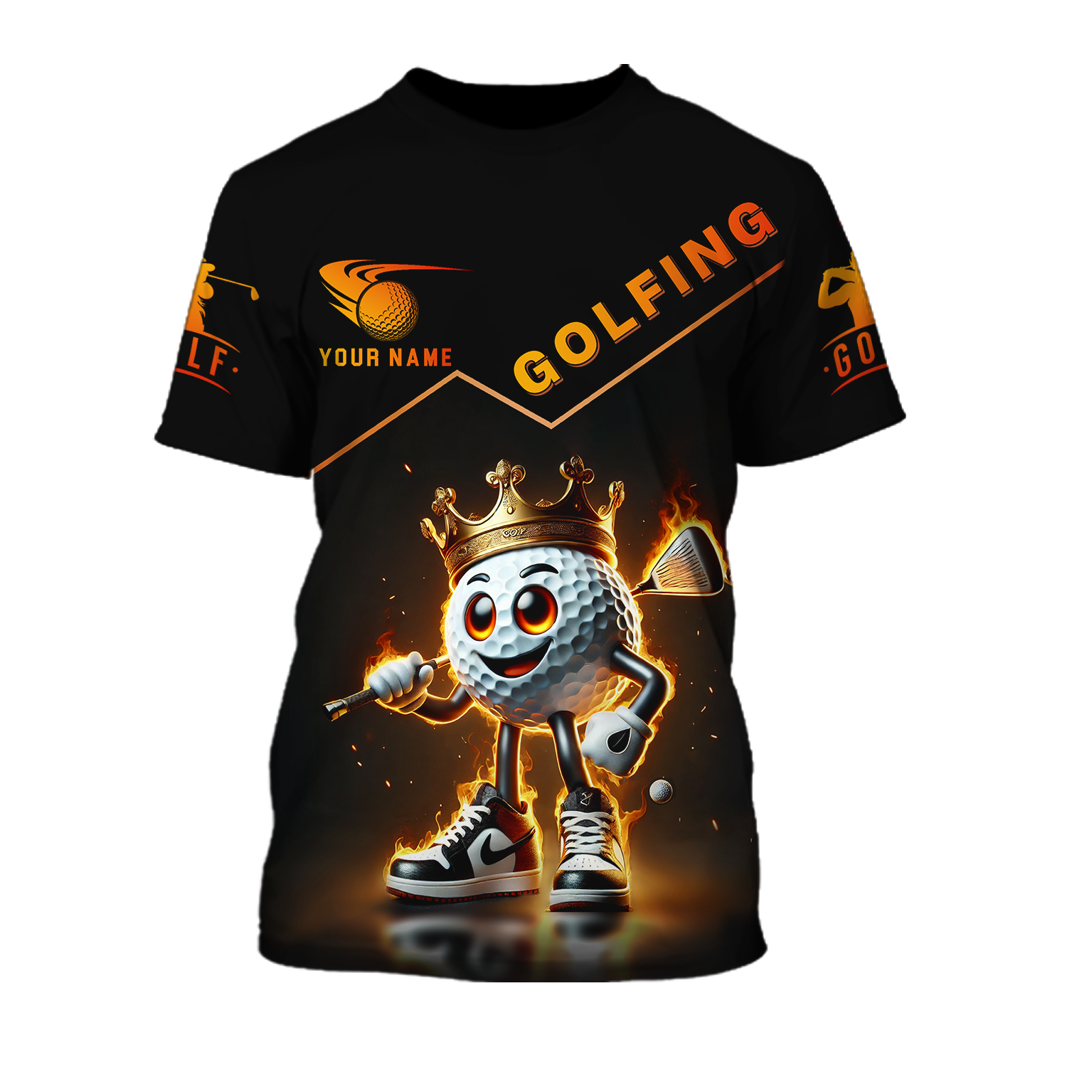 Custom Golf King Fire, Men's Golf Polo Shirt Name, Golfing Apparel, Gift For Golfers