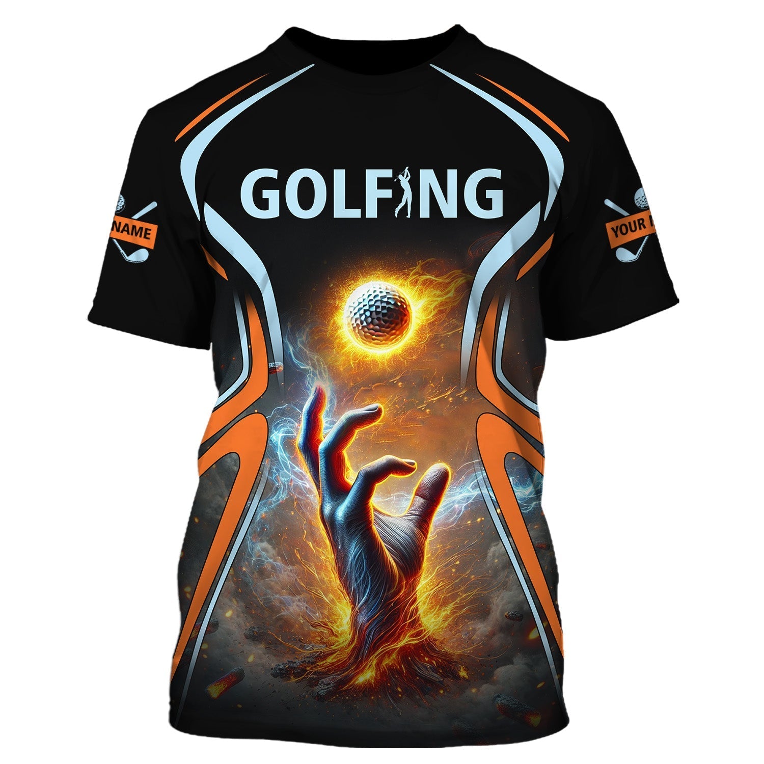 Golf Ball Fire Custom Golfing Men's Golf Polo ShirtGolfing Apparel, Mens Golf Gift
