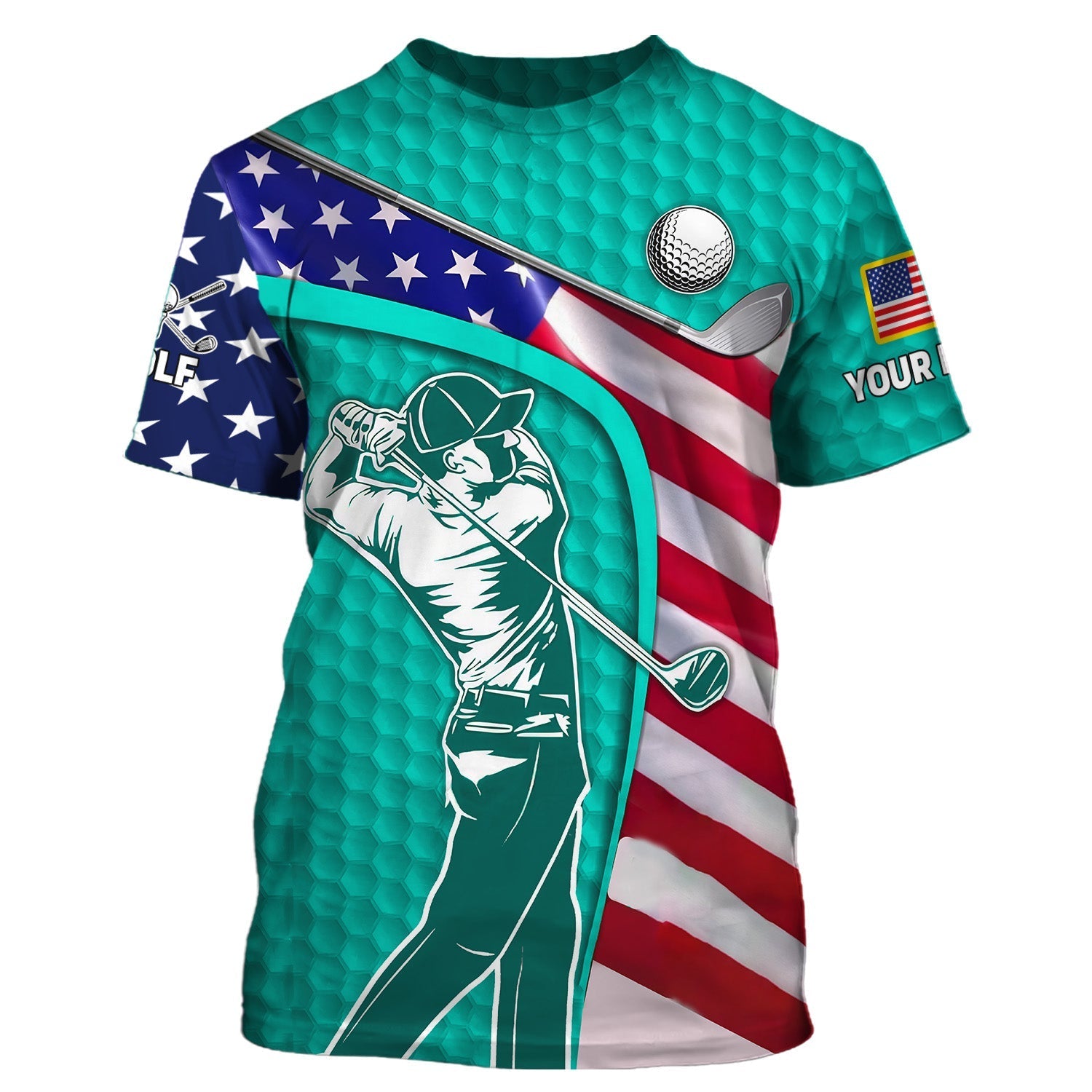 Cyan Custom Men's Golf Polo ShirtGolfing Apparel, Mens Golf Gift