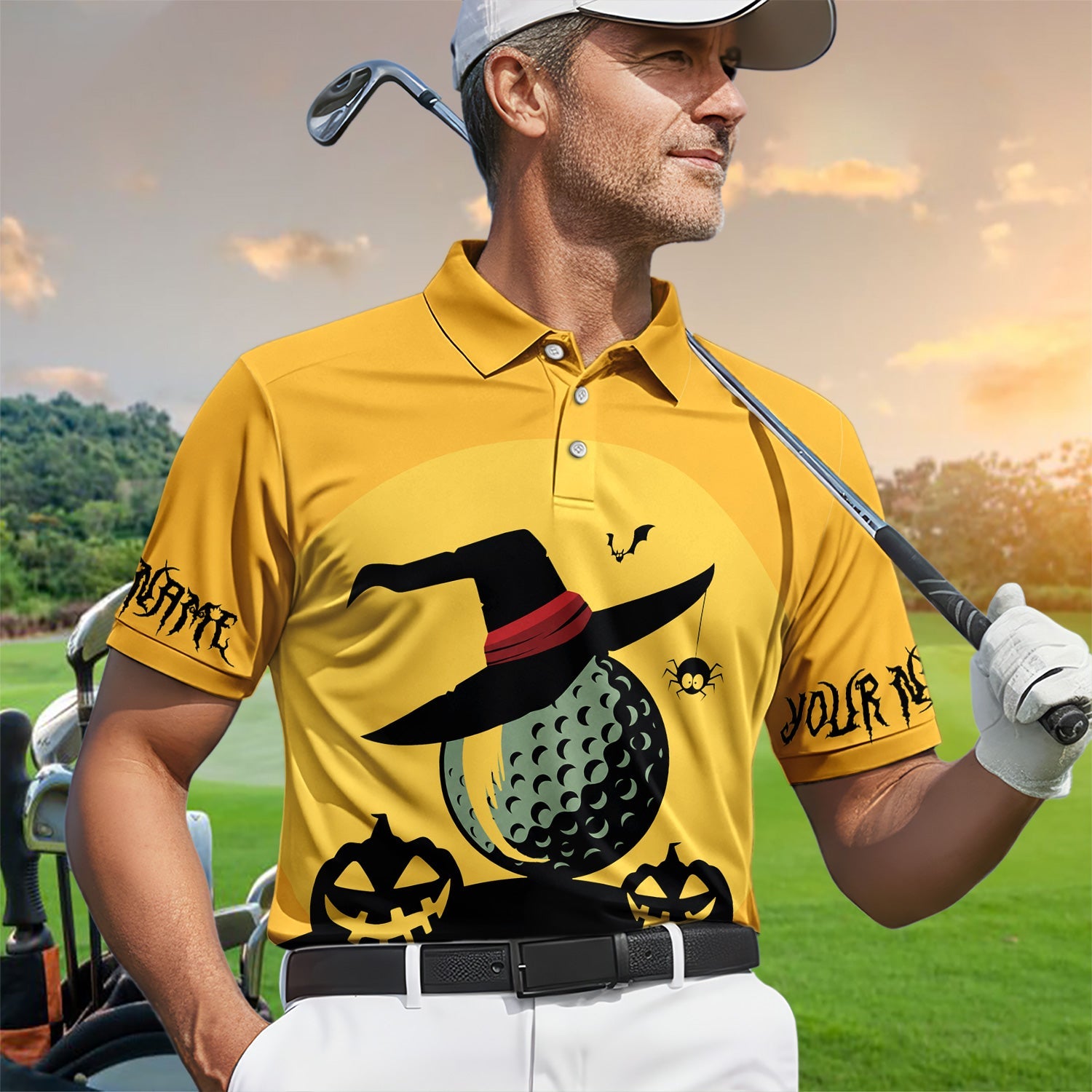 Funny Halloween Golf Polo Shirt for Men – My Broom Broke So Now I Golf Witch Shirt