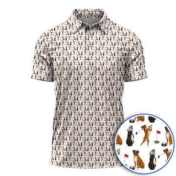 Crazy Boxer Golf Shirt, Boxer Golf Pattern Polos for Golfer, Dog Lover Golf Gift