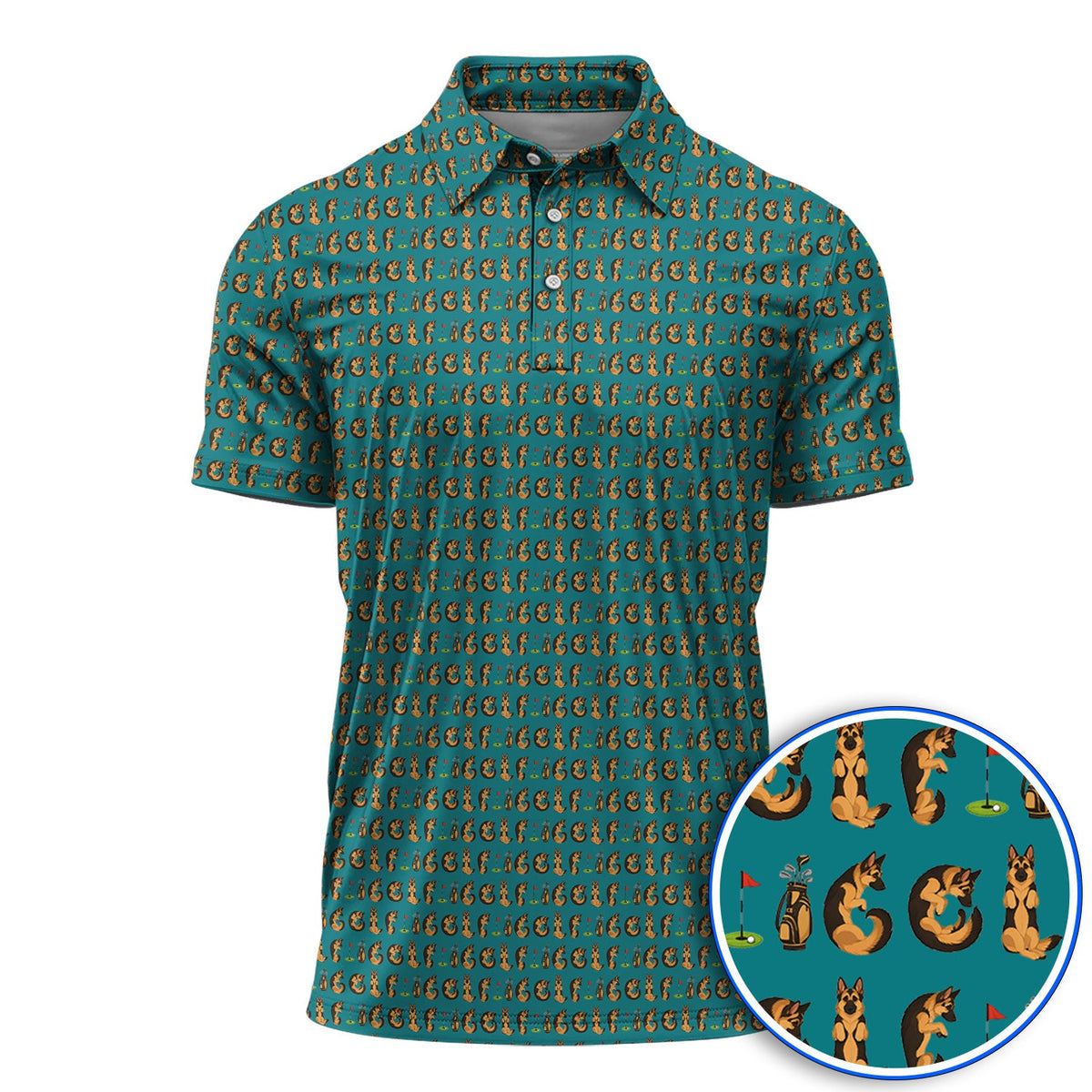 Crazy German Shepherd Pattern Golf Shirt, German Dog Golf Polos, Golf Gift For Golfers