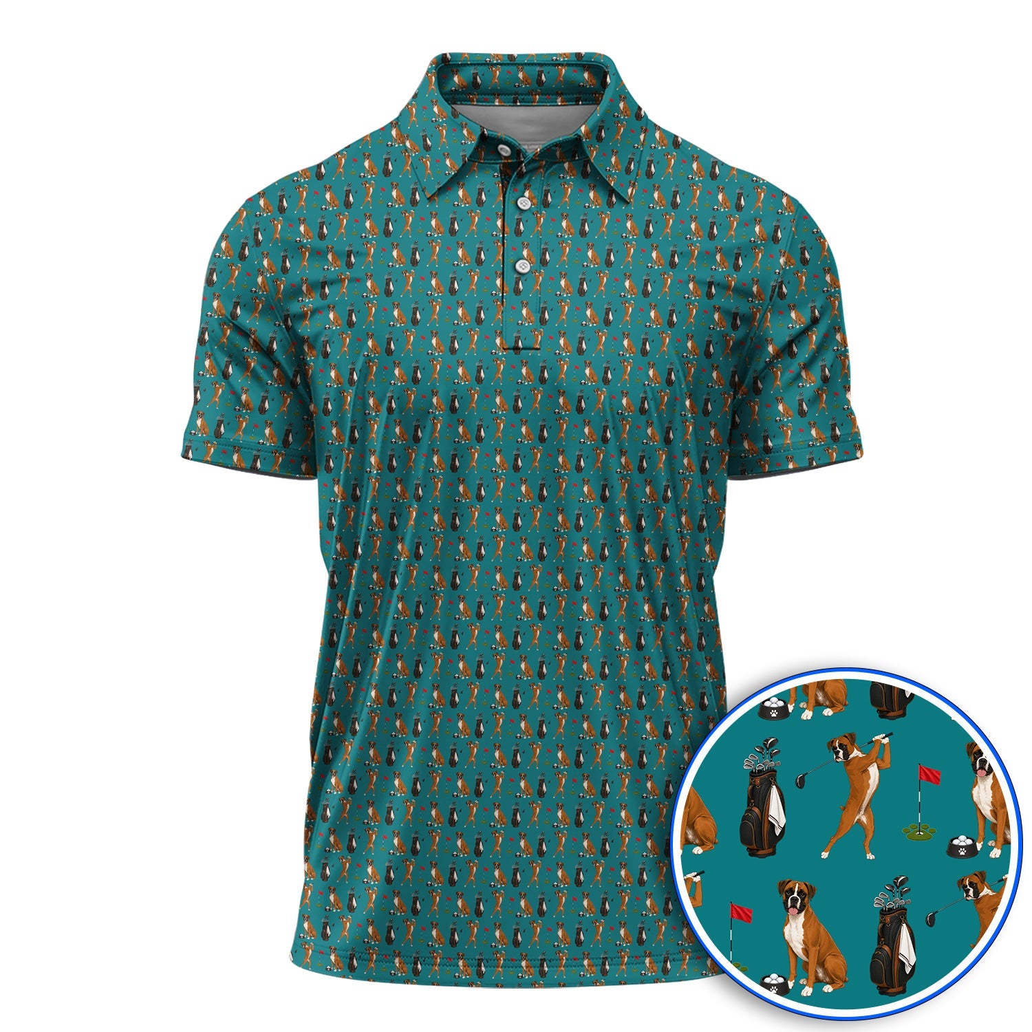 Crazy Boxer Golf Shirt, Boxer Golf Pattern Polos for Golfer, Dog Lover Golf Gift