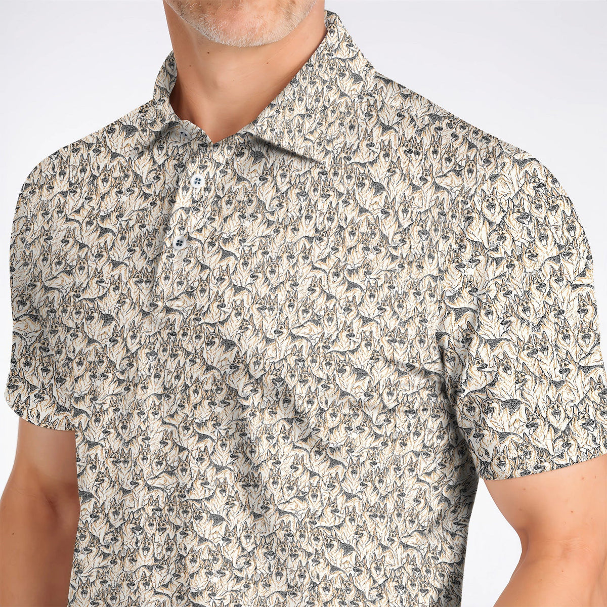 German Shepherd Golf Shirt, Crazy German Pattern Golf Polos, Golf Gift For Golfers