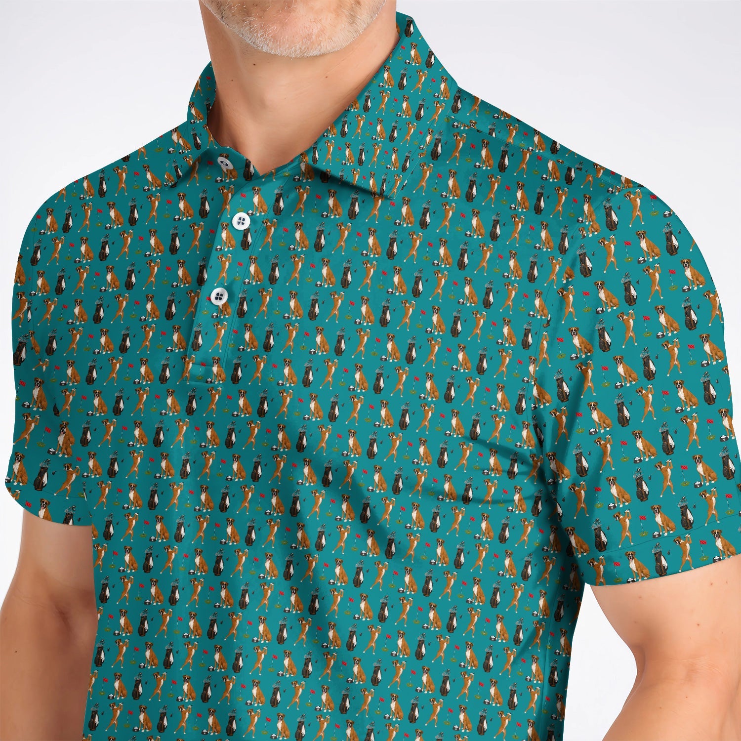 Crazy Boxer Golf Shirt, Boxer Golf Pattern Polos for Golfer, Dog Lover Golf Gift