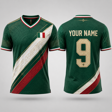 Mexico Football Shirt, Aztec Pattern V-NeckMen Football Lover, Soccer Fan Father's Day Presents