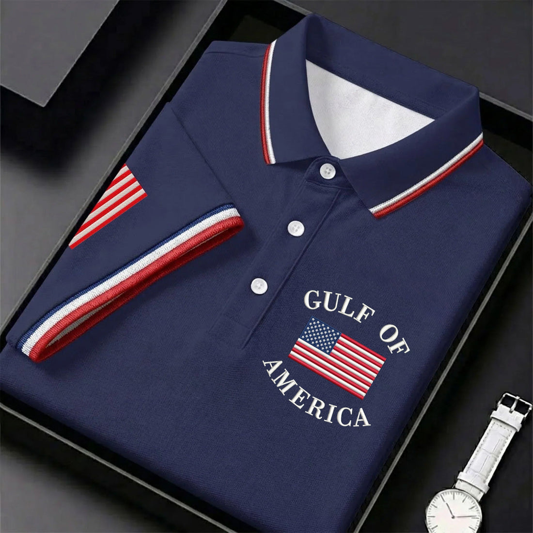 Gulf Of America Patriotic Golf Shirt, 4th Of July Golf Shirt, 250 Years Polo Shirtor Men
