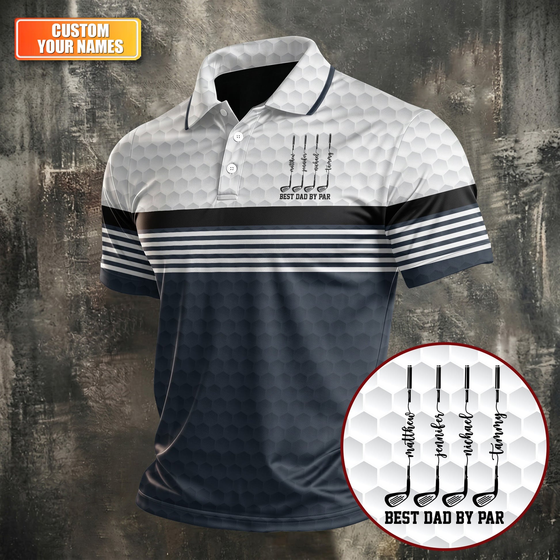 Best Dad By Par Golf Ball Pattern Father's Day Golf Shirt, Golf Gift For Dad, Polo Shirtor Men