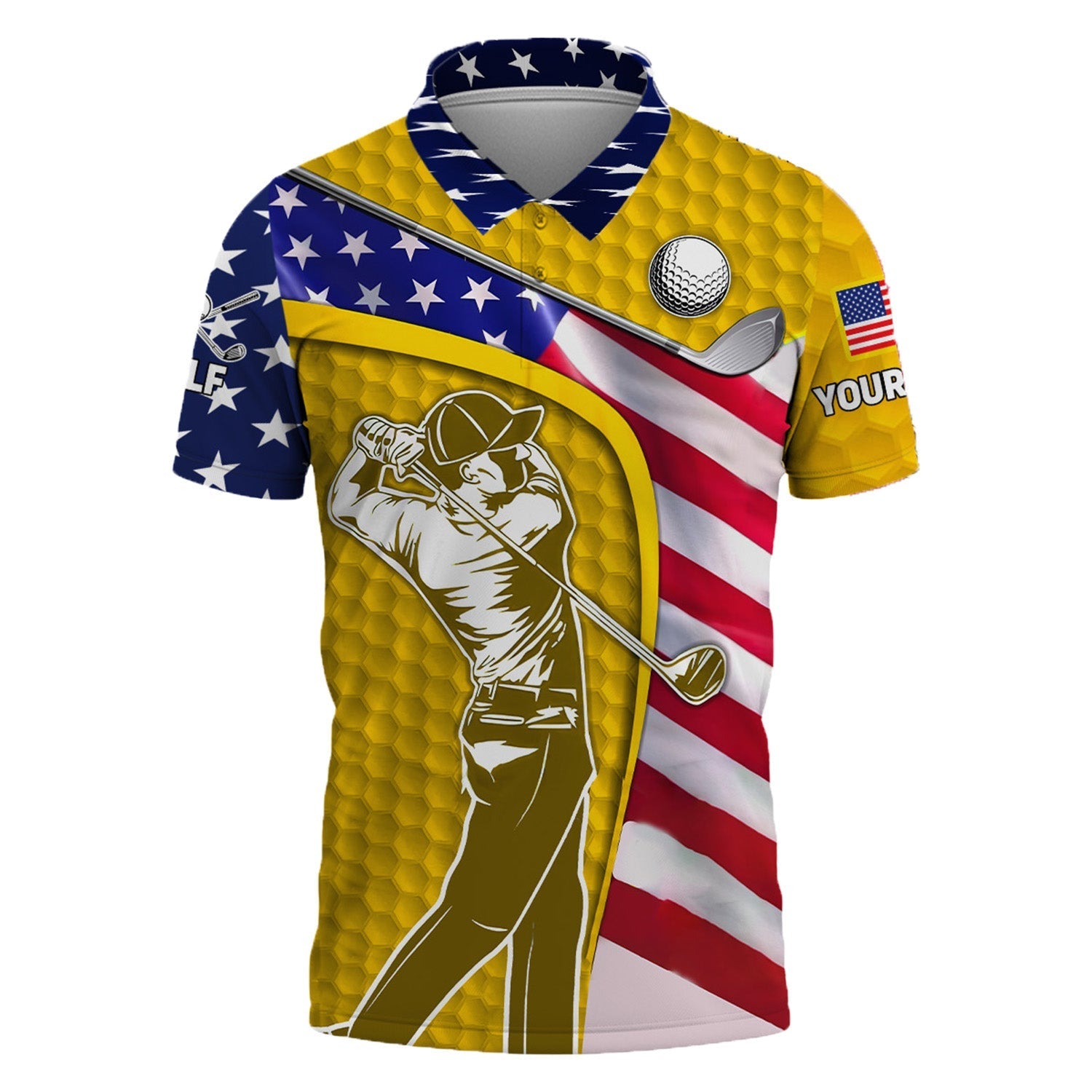 Yellow Custom Men's Golf Polo ShirtGolfing Apparel, Mens Golf Gift