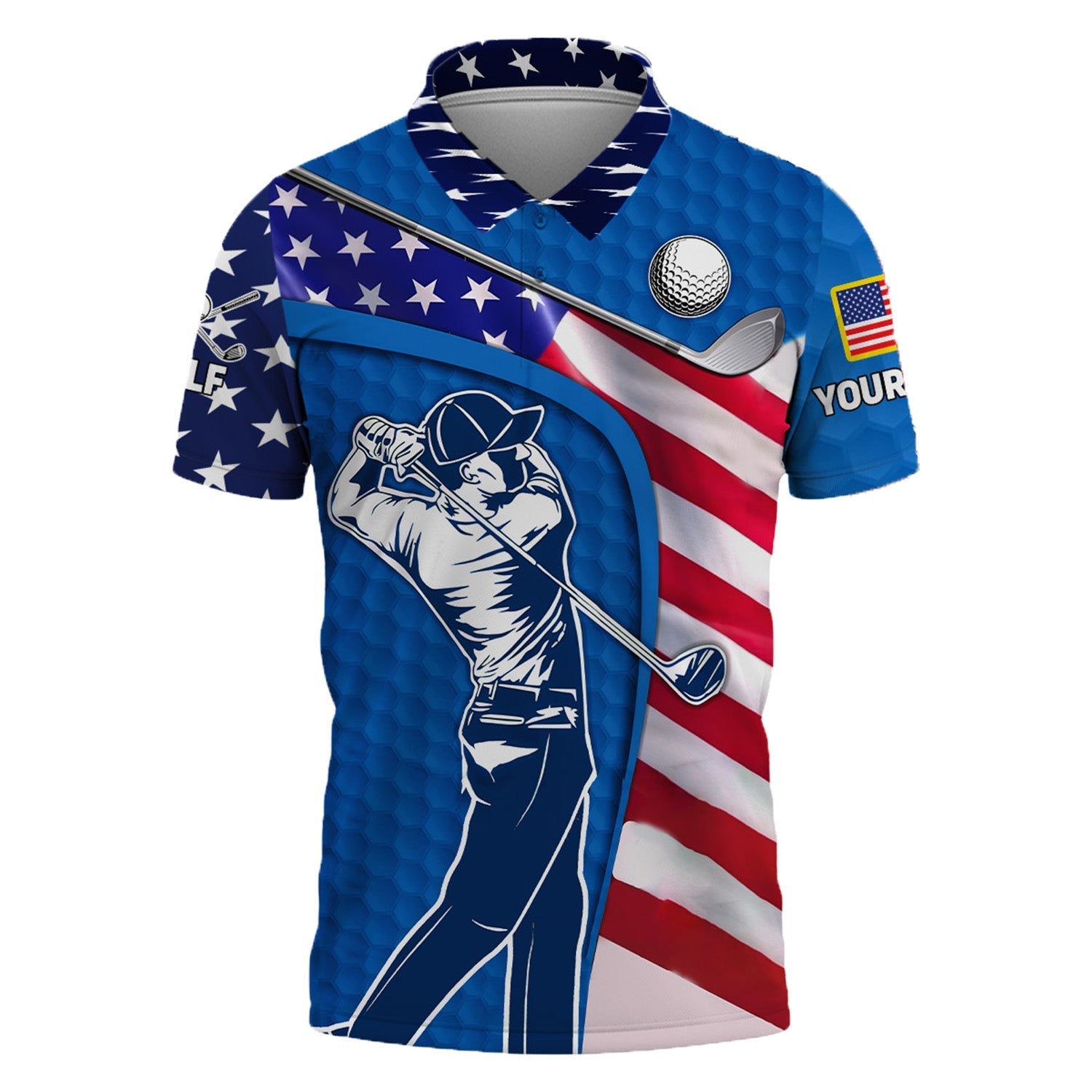 Blue Custom Men's Golf Polo ShirtGolfing Apparel, Mens Golf Gift