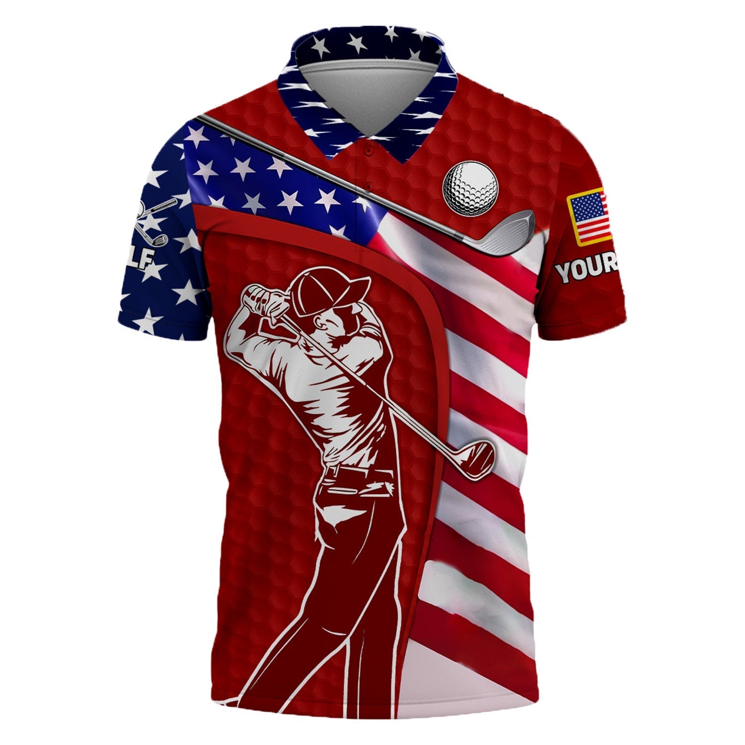 Red Custom Men's Golf Polo ShirtGolfing Apparel, Mens Golf Gift
