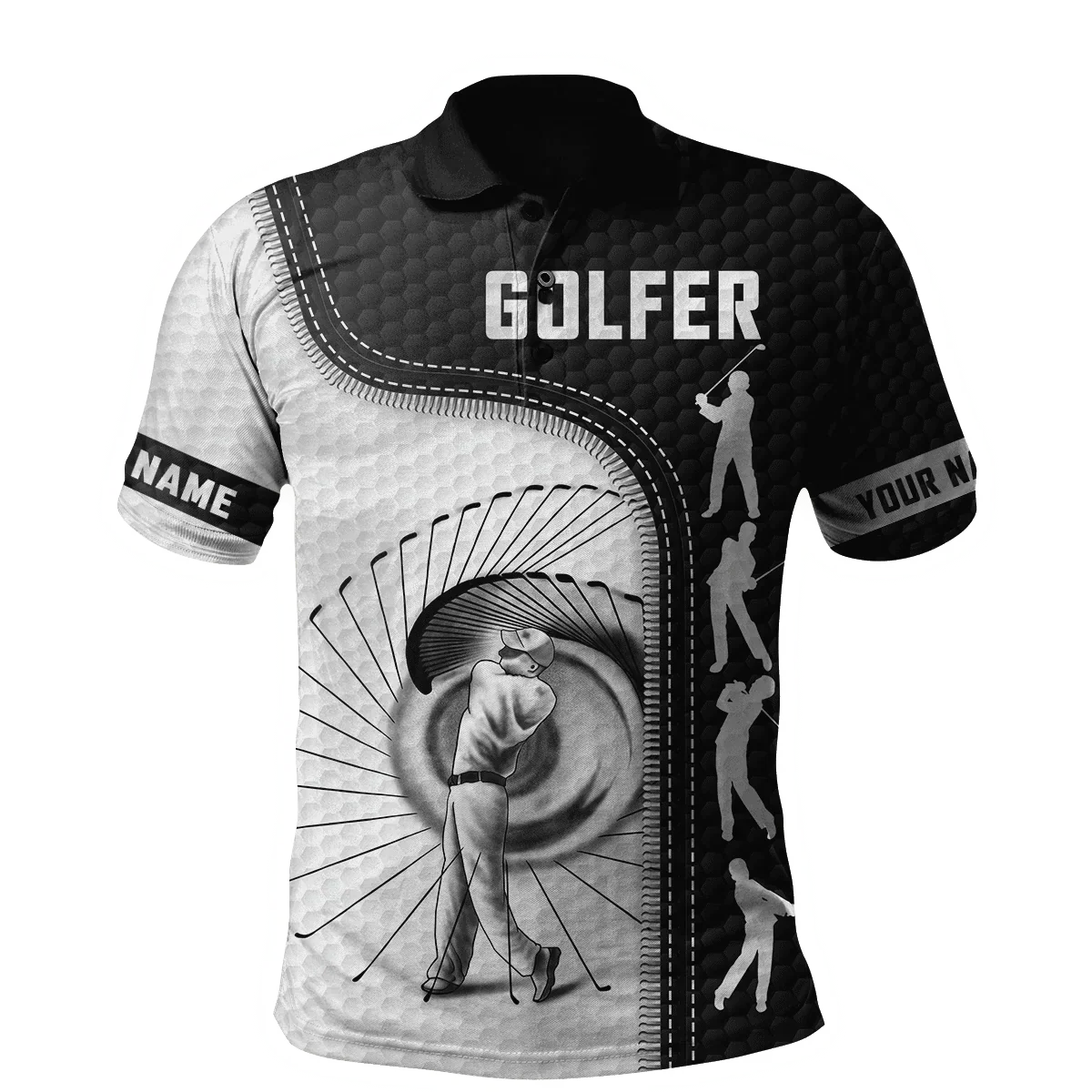 Golfer Swing Custom Name Golf Polo ShirtGolf Apparel, Golf Gift For Men