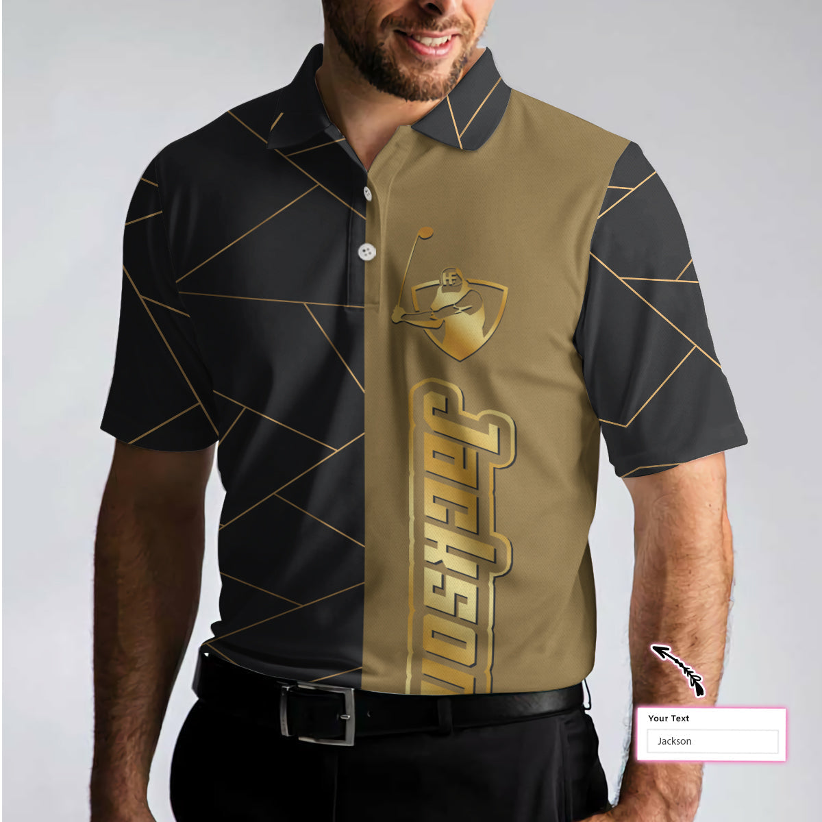 Golden Line Golf Polo ShirtGolfing Apparel, Golf Clothing, Mens Golf Gift