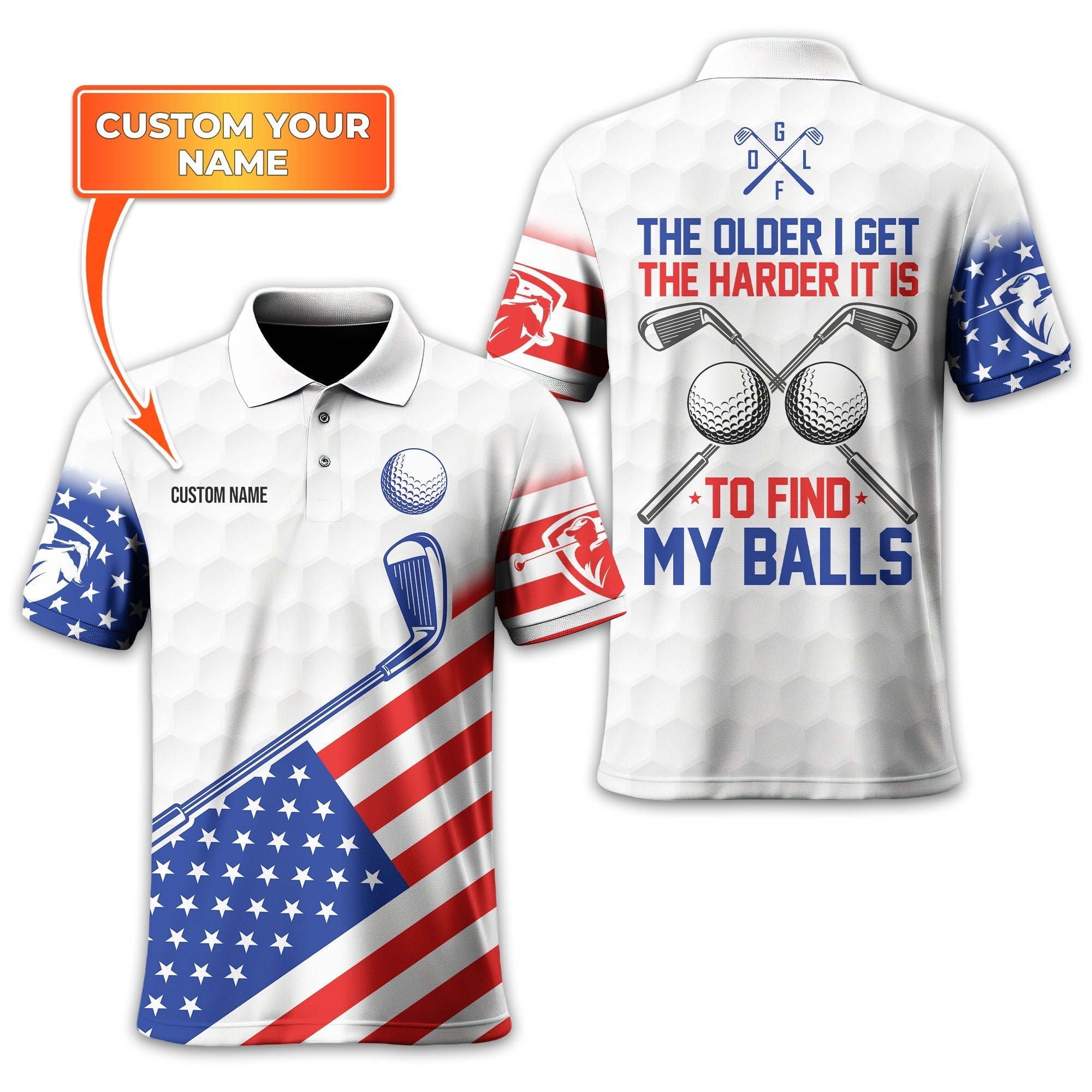 To Find My Balls, USA Flag Polo ShirtPersonalized Golf Shirt, Unique Gift For Golfer