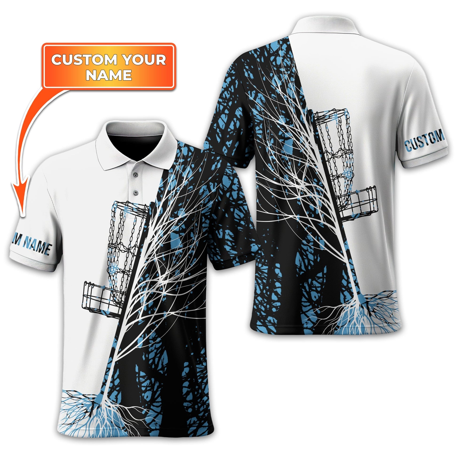 Personalized Tree And Basket Golf Polo ShirtGift For Golfers, Golf Gift For Men