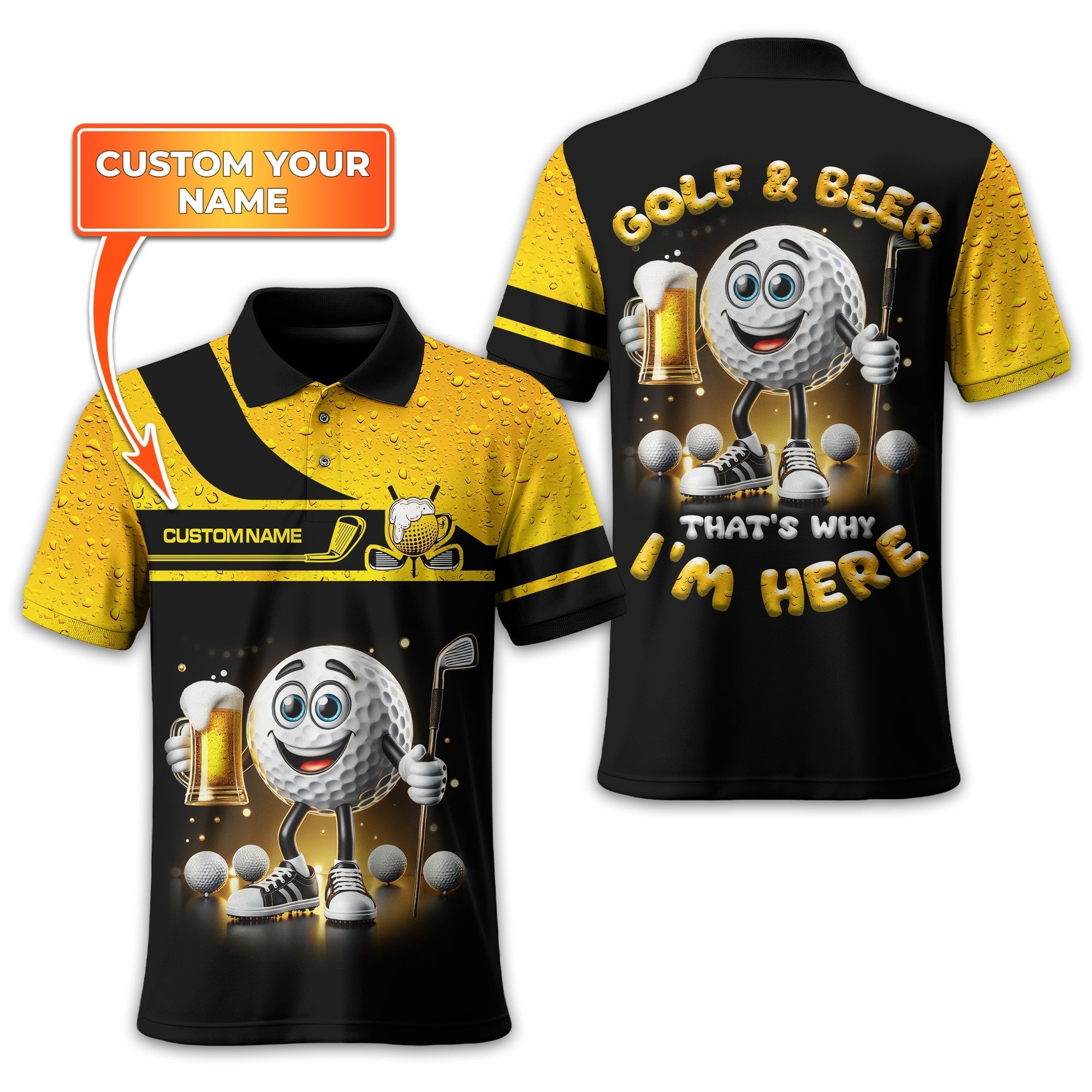 Golf And Beer Personalized Golf Polo ShirtGolf Shirt, Gift For Golfers