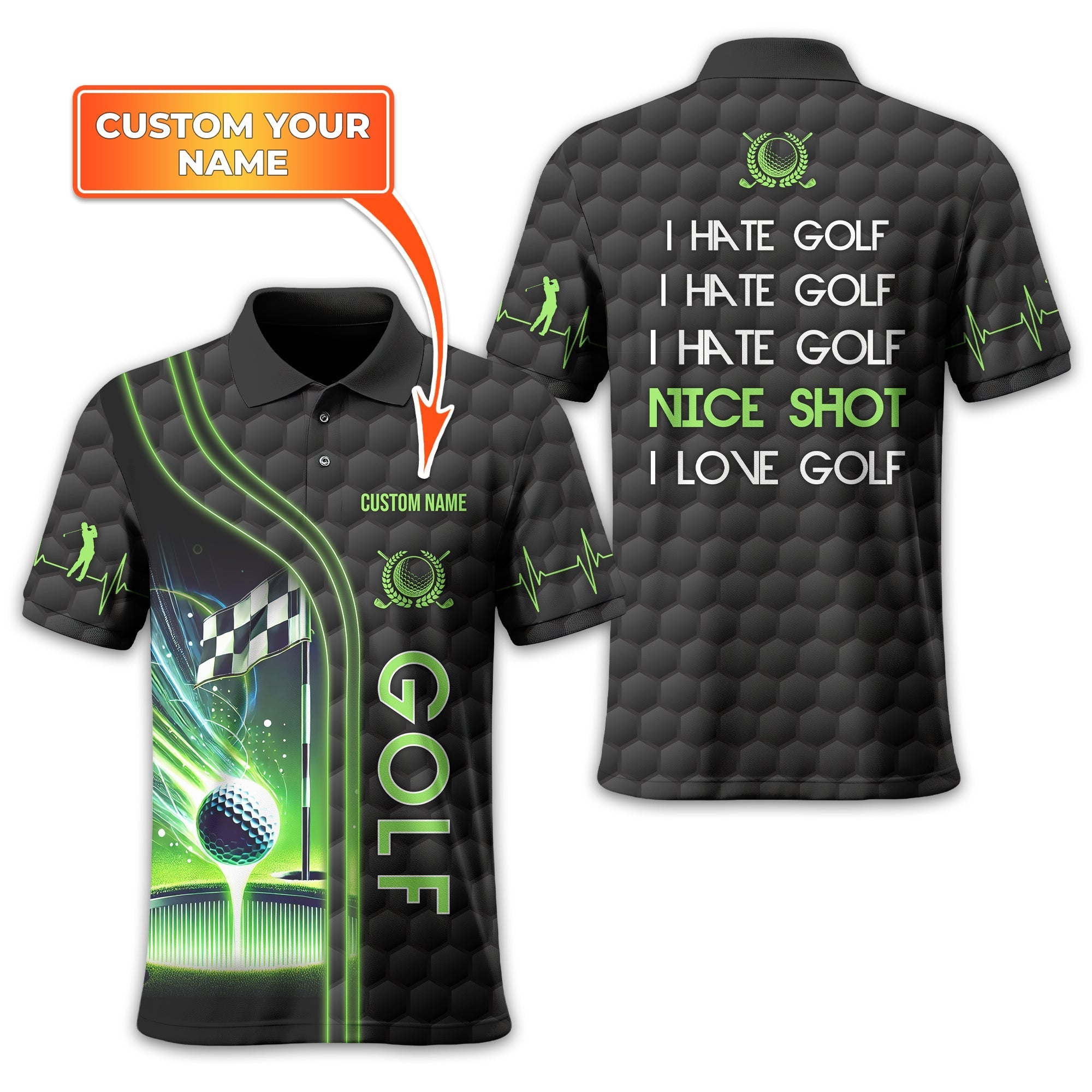 I Hate Golf Nice Shot I Love Golf, Personalized Golf Shirt, Unique Gift For Golfer, Funny Golf Polo Shirt