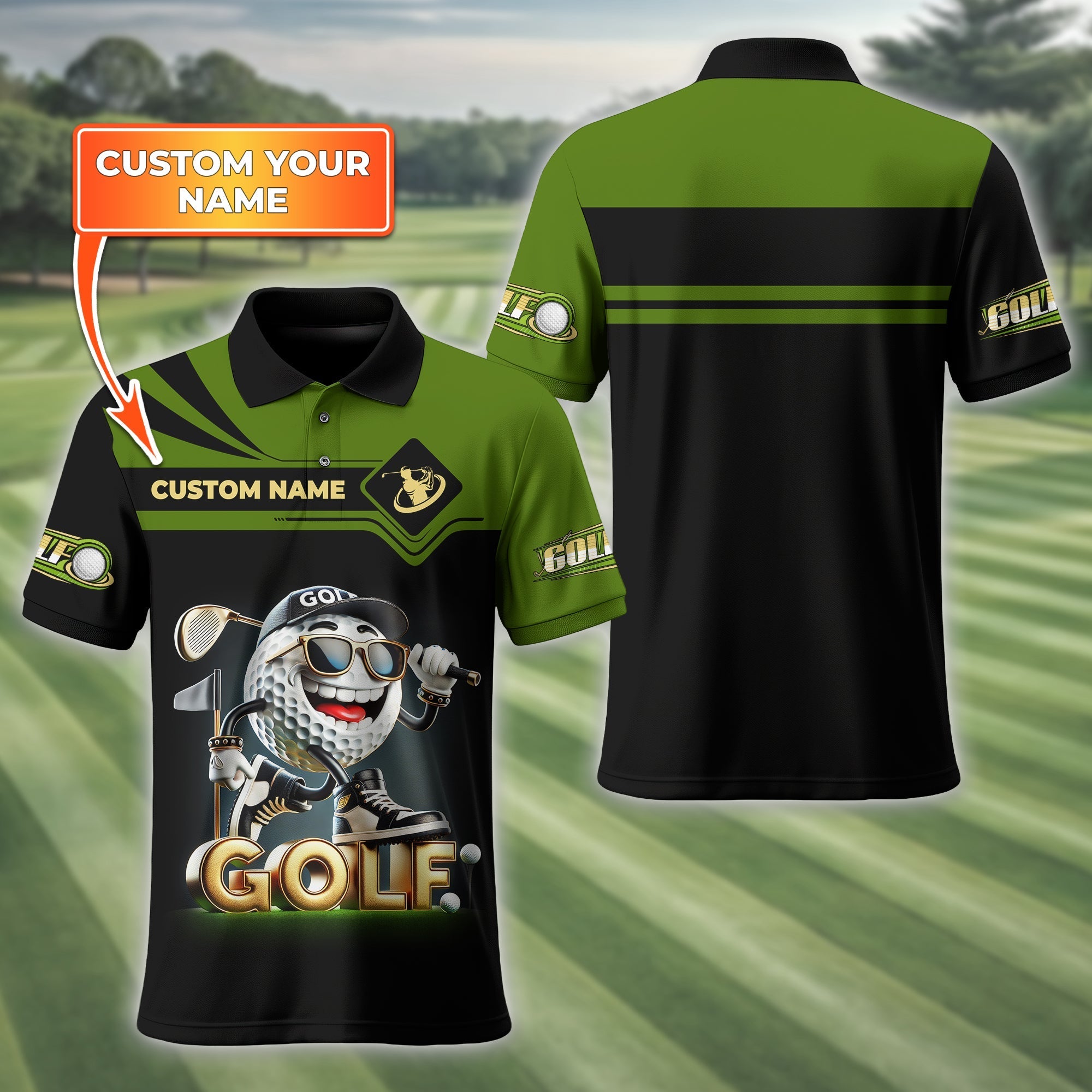 Funny Golf Ball Shirt, Custom Men's Golf Polo Shirtolfing Apparel, Funny Golf Polos, Gift For Golfers