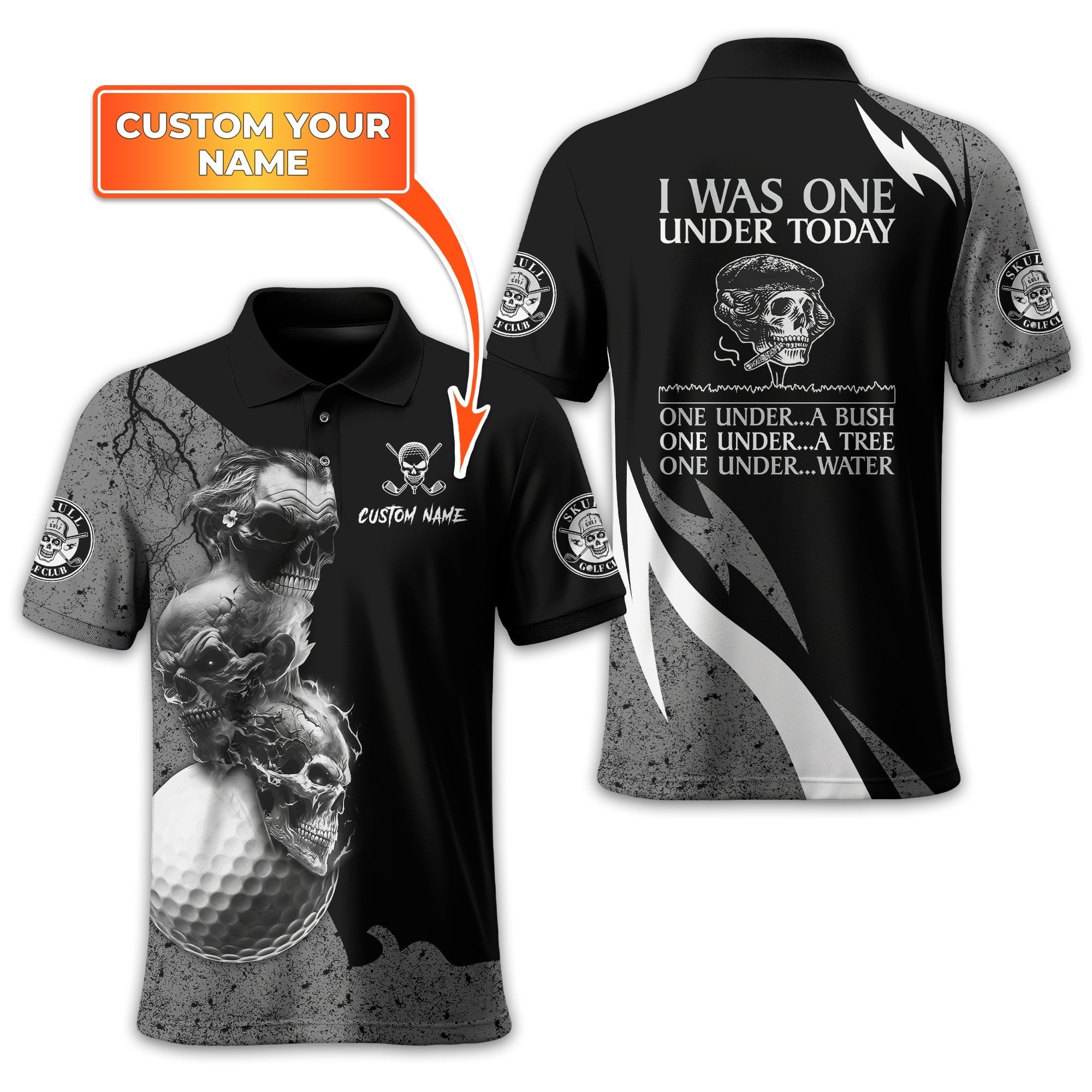 I Was One Under Today Custom Golf Polo ShirtSkull Golf Shirt, Gift For Golfers, Funny Golf Polo Shirt