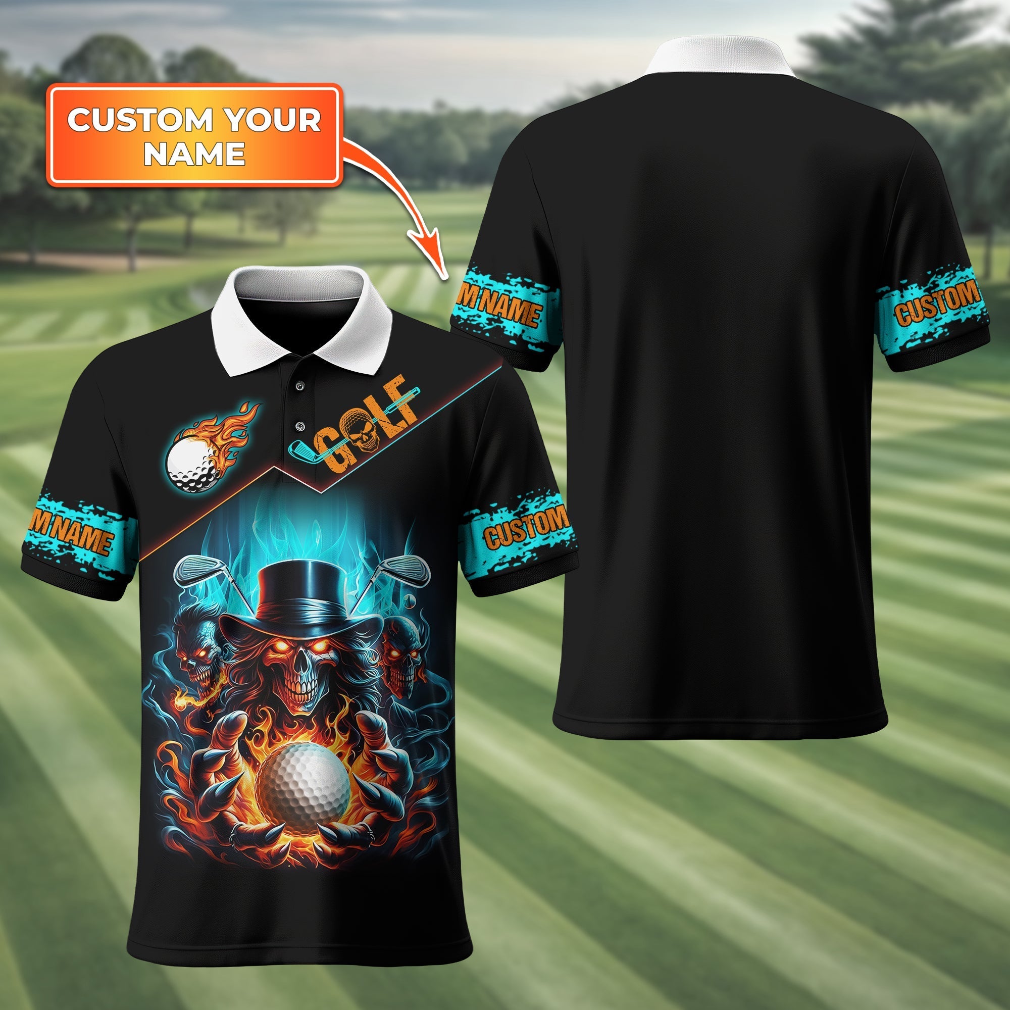 Skull Magician Custom Golf Polo Shirtft For Golfers, Golf Gift Ideas