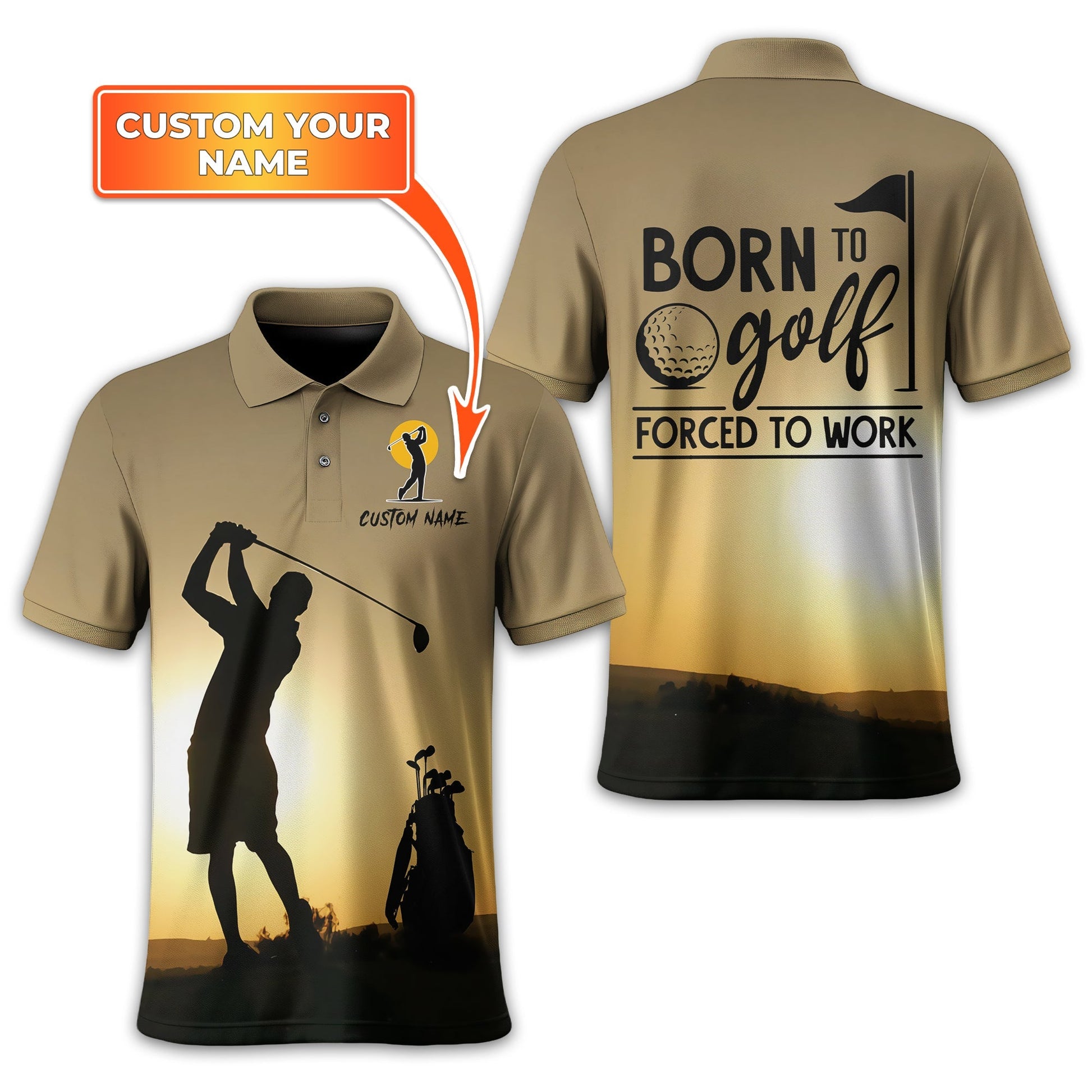 Born To Golf Forced To Work Custom Golf Polo ShirtGolf Shirt, Gift For Golfers