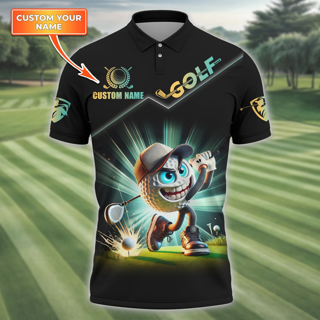 Funny Golf Ball, Custom Funny 3D Men's Golf Polo ShirtGolfing Apparel, Gift For Golfers