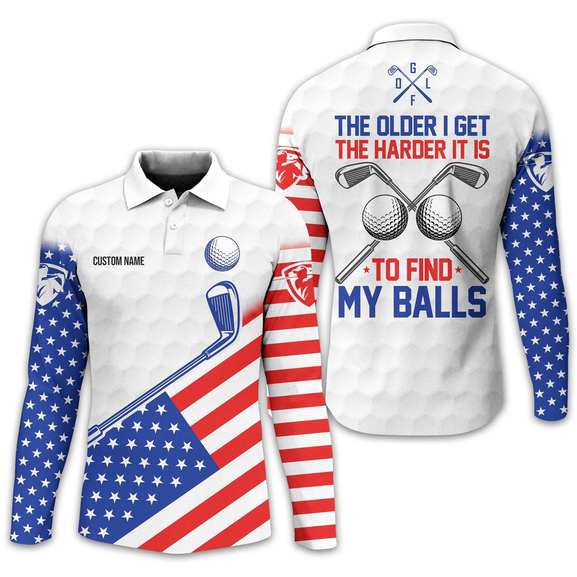 To Find My Balls, USA Flag Polo ShirtPersonalized Golf Shirt, Unique Gift For Golfer