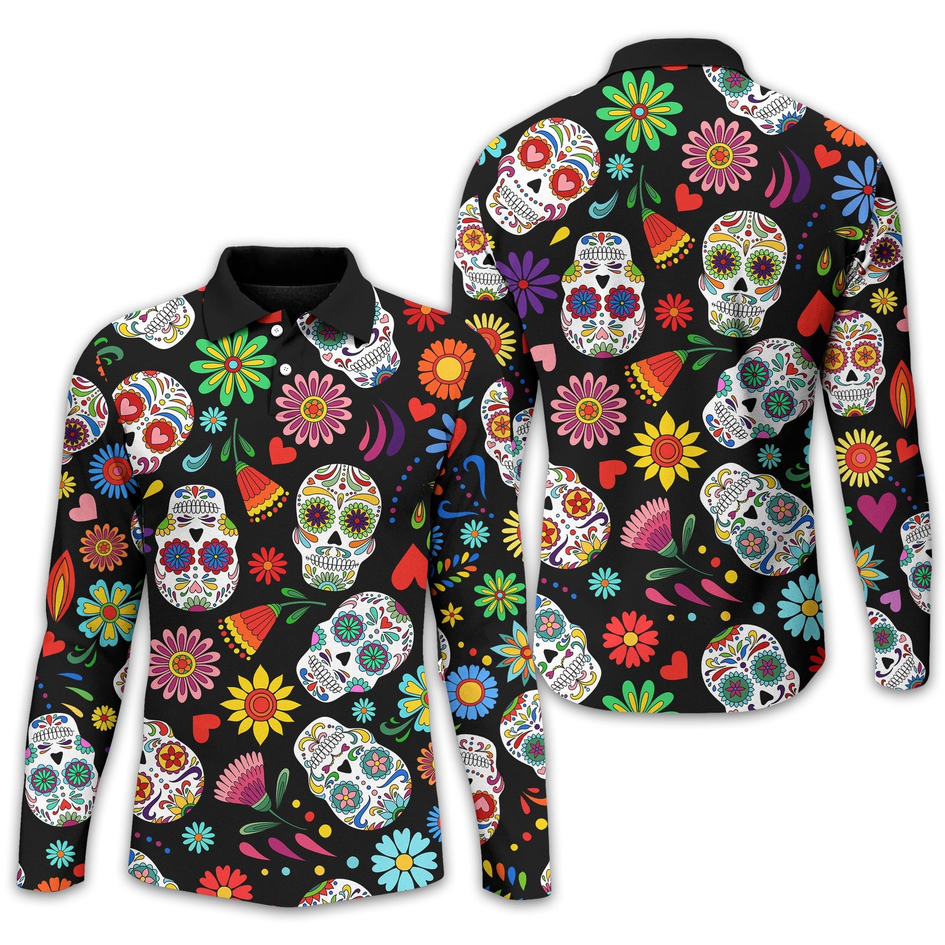 Fiesta Feeling Skull Men's Golf Polo ShirtFunny Golf Shirt, Gift For Golfers
