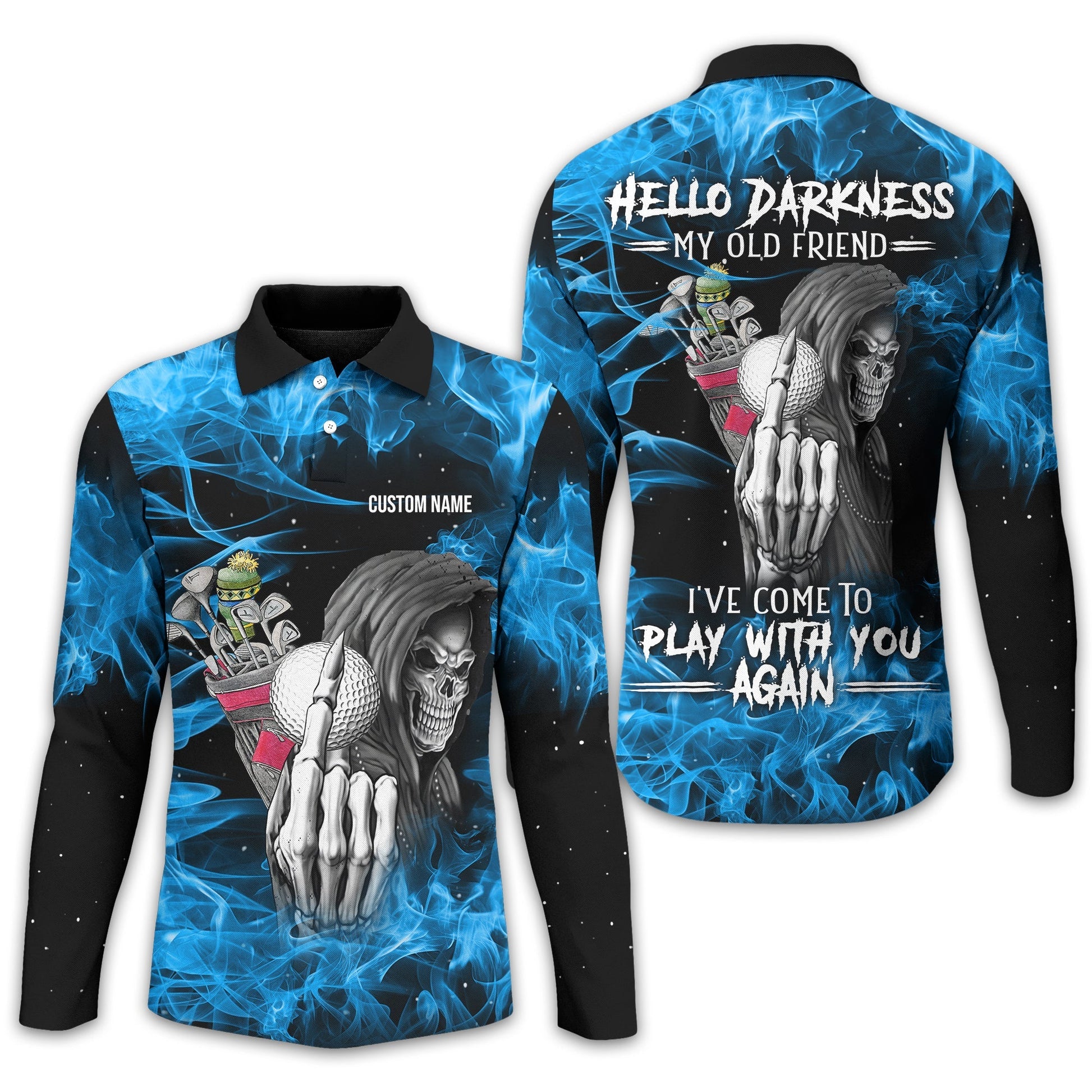 Hello Darkness My Old Friend Personalized Golf Polo ShirtGolf Shirt For Men, Gift For Golfers