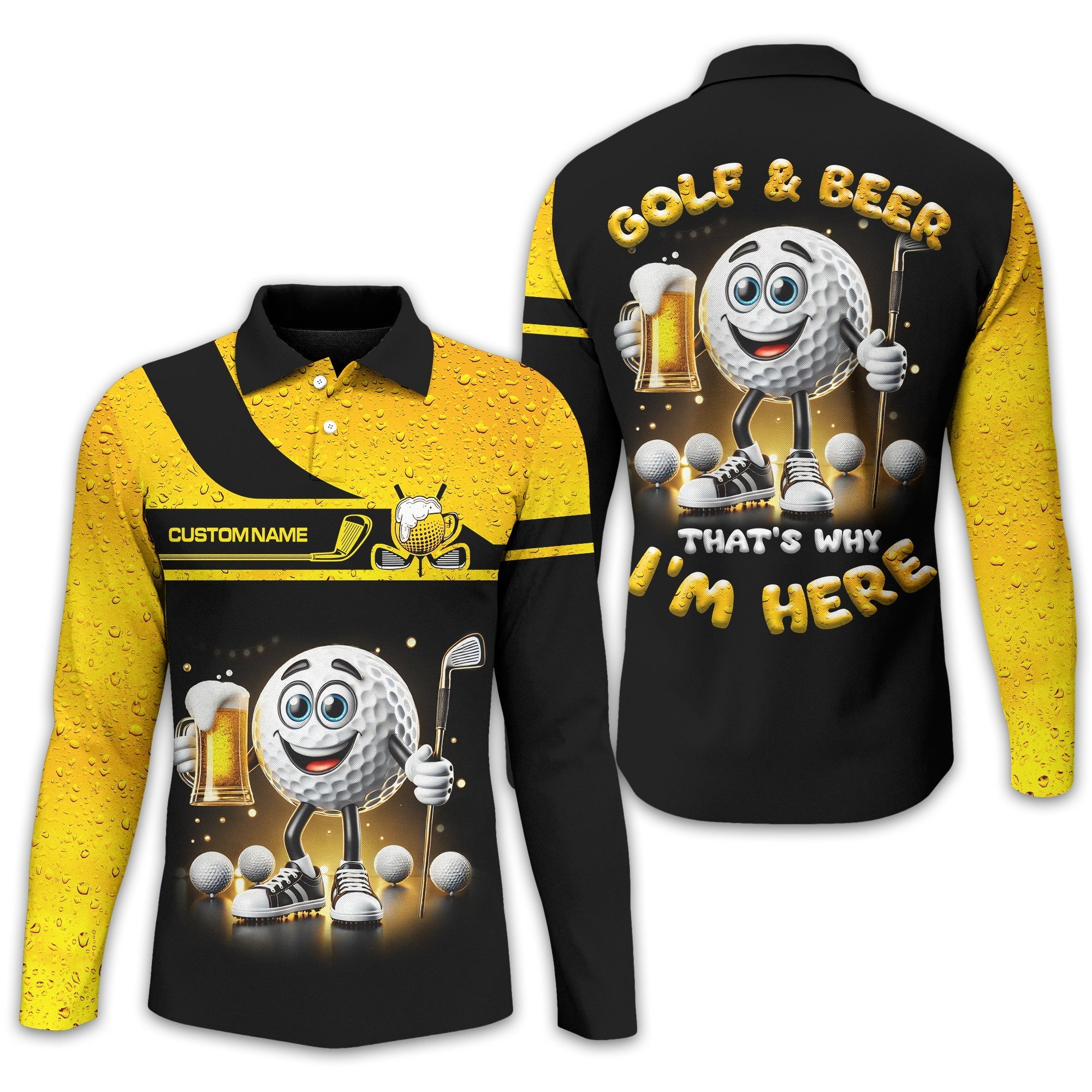 Golf And Beer Personalized Golf Polo ShirtGolf Shirt, Gift For Golfers