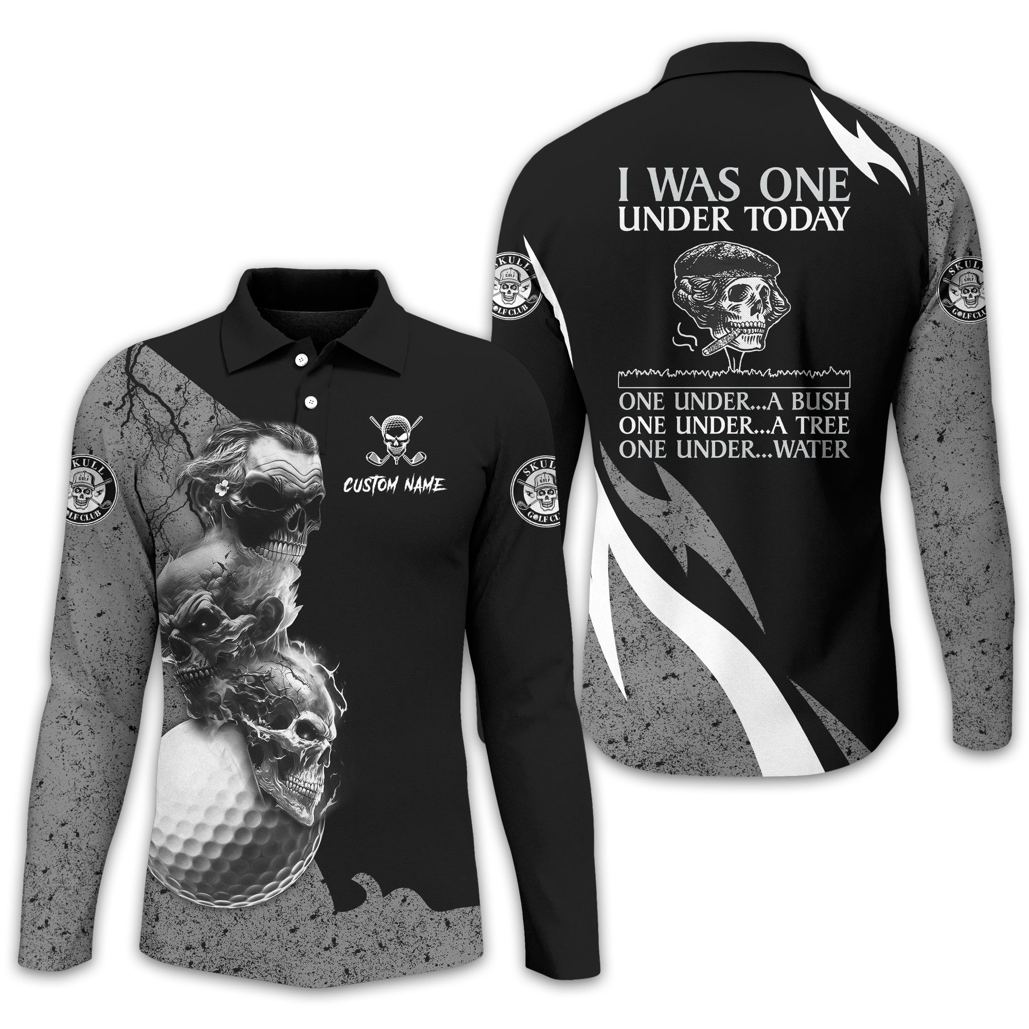 I Was One Under Today Custom Golf Polo ShirtSkull Golf Shirt, Gift For Golfers, Funny Golf Polo Shirt