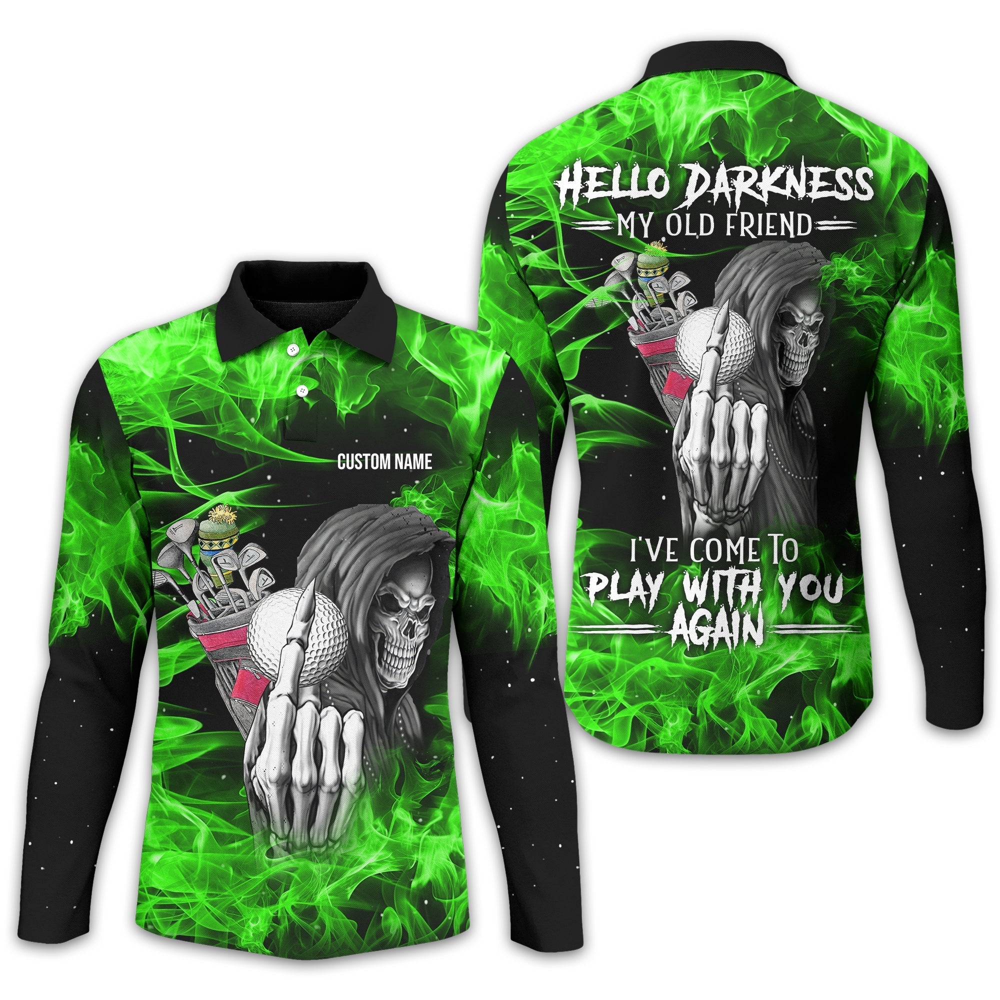 Hello Darkness My Old Friend Personalized Golf Polo ShirtGolf Shirt For Men, Gift For Golfers