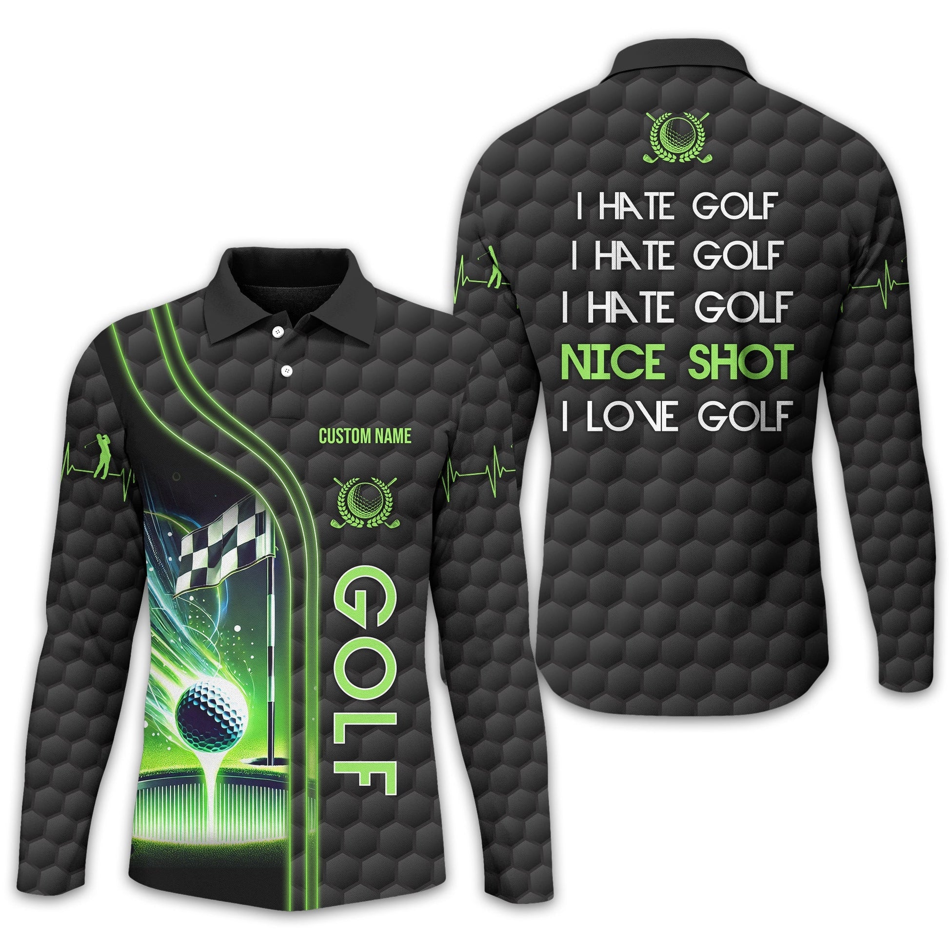 I Hate Golf Nice Shot I Love Golf, Personalized Golf Shirt, Unique Gift For Golfer, Funny Golf Polo Shirt