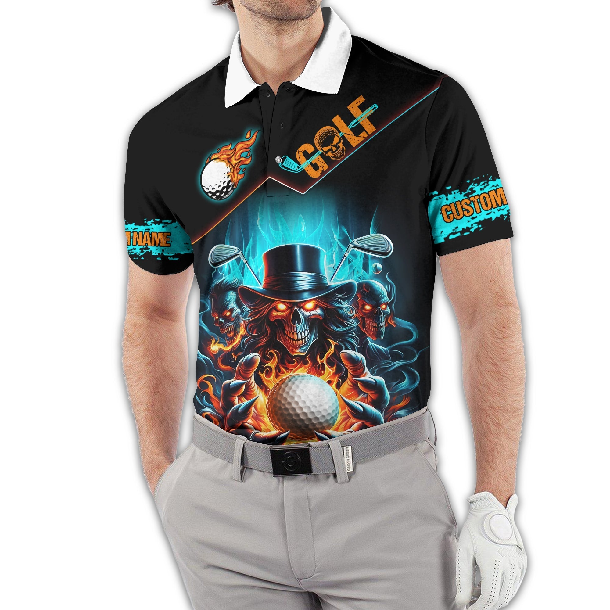 Skull Magician Custom Golf Polo Shirtft For Golfers, Golf Gift Ideas