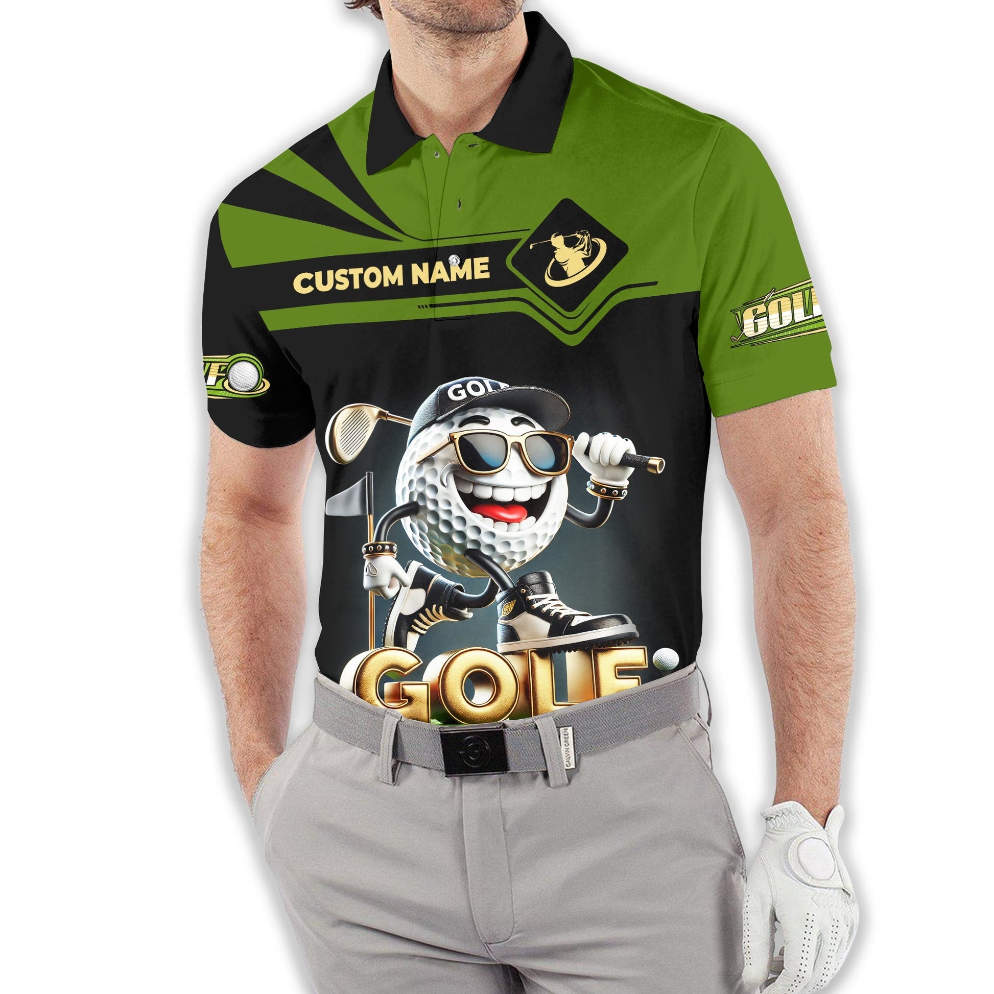 Funny Golf Ball Shirt, Custom Men's Golf Polo Shirtolfing Apparel, Funny Golf Polos, Gift For Golfers