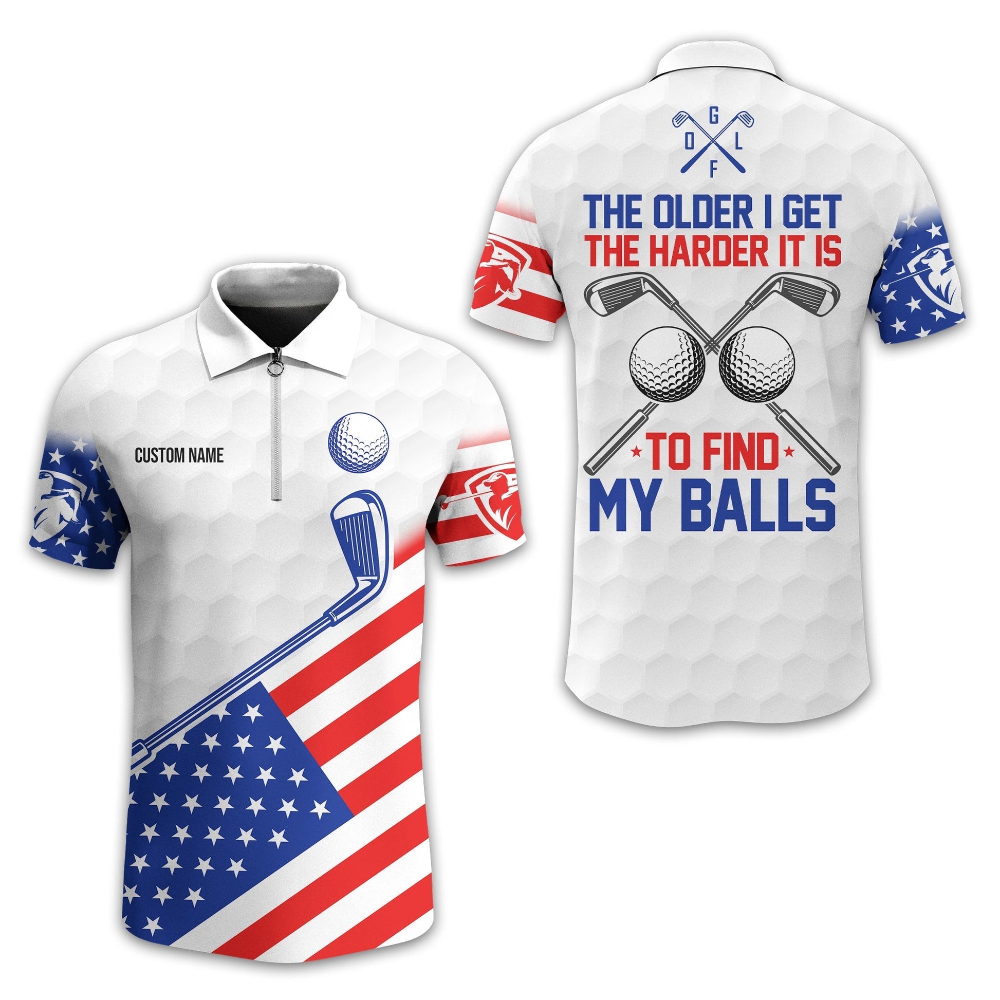 To Find My Balls, USA Flag Polo ShirtPersonalized Golf Shirt, Unique Gift For Golfer