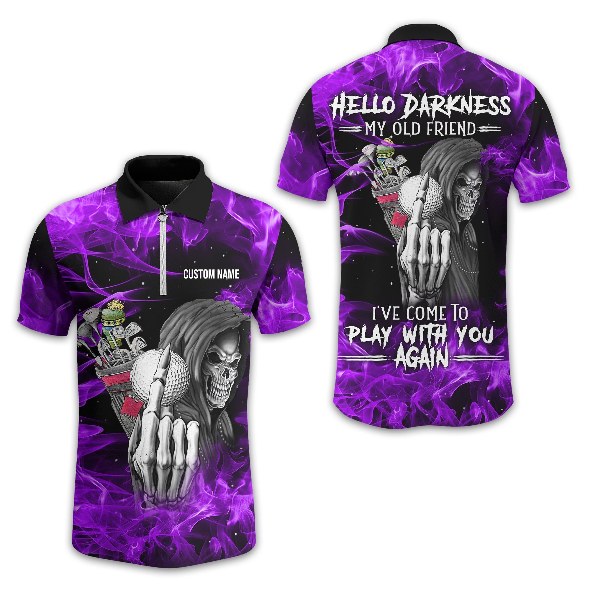 Hello Darkness My Old Friend Personalized Golf Polo ShirtGolf Shirt For Men, Gift For Golfers