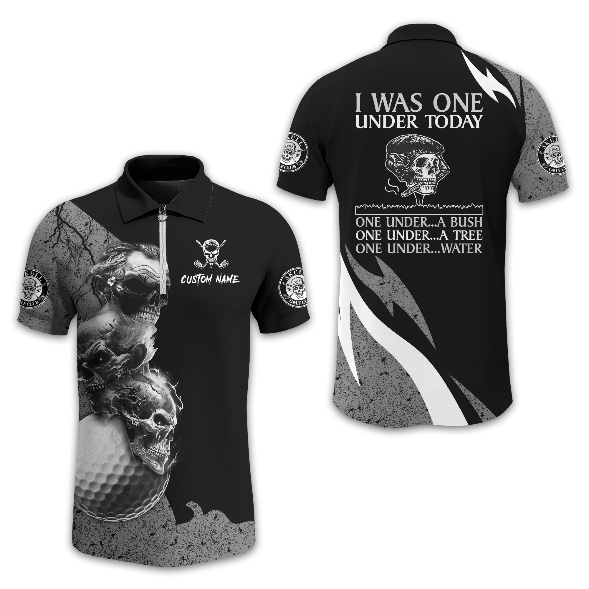 I Was One Under Today Custom Golf Polo ShirtSkull Golf Shirt, Gift For Golfers, Funny Golf Polo Shirt