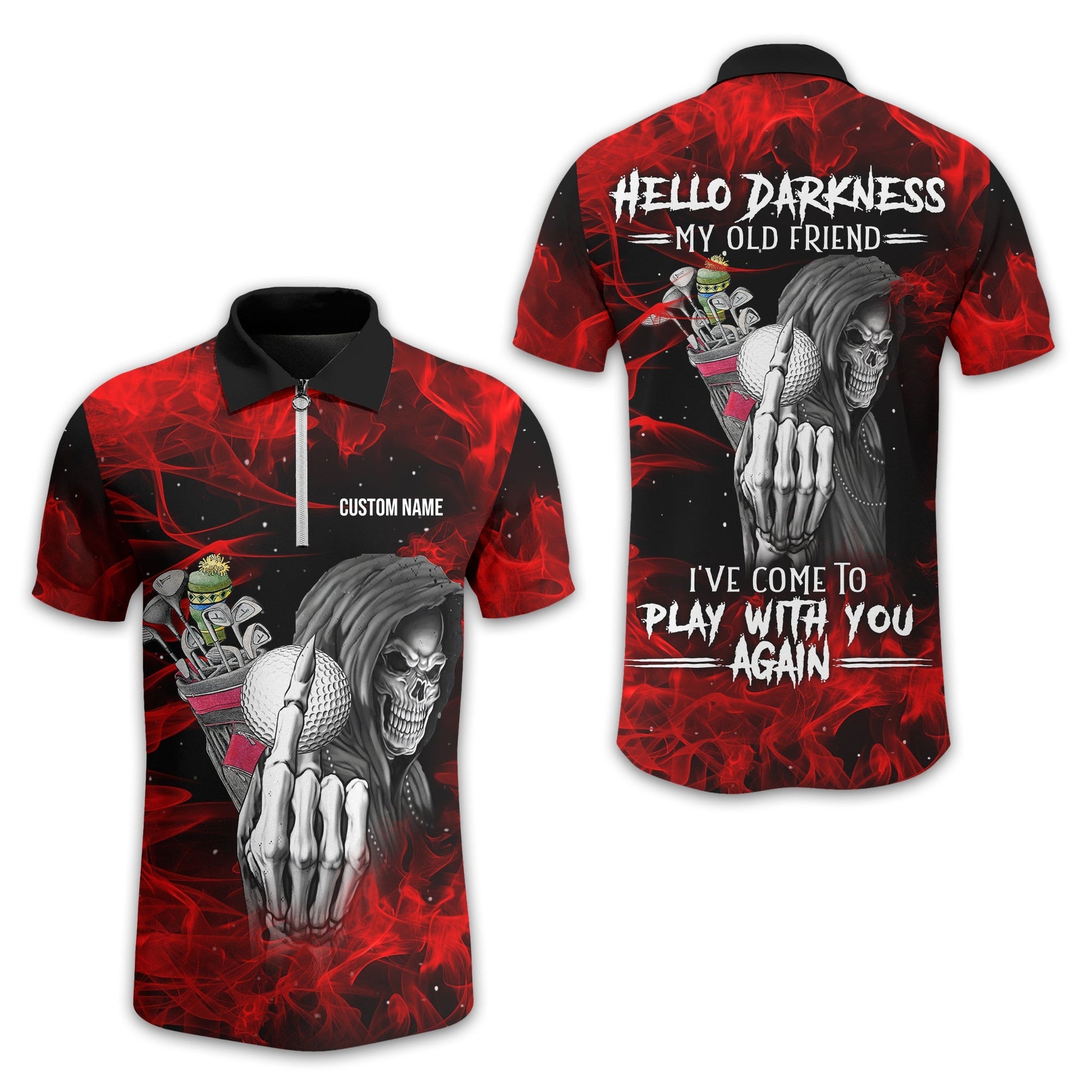 Hello Darkness My Old Friend Personalized Golf Polo ShirtGolf Shirt For Men, Gift For Golfers