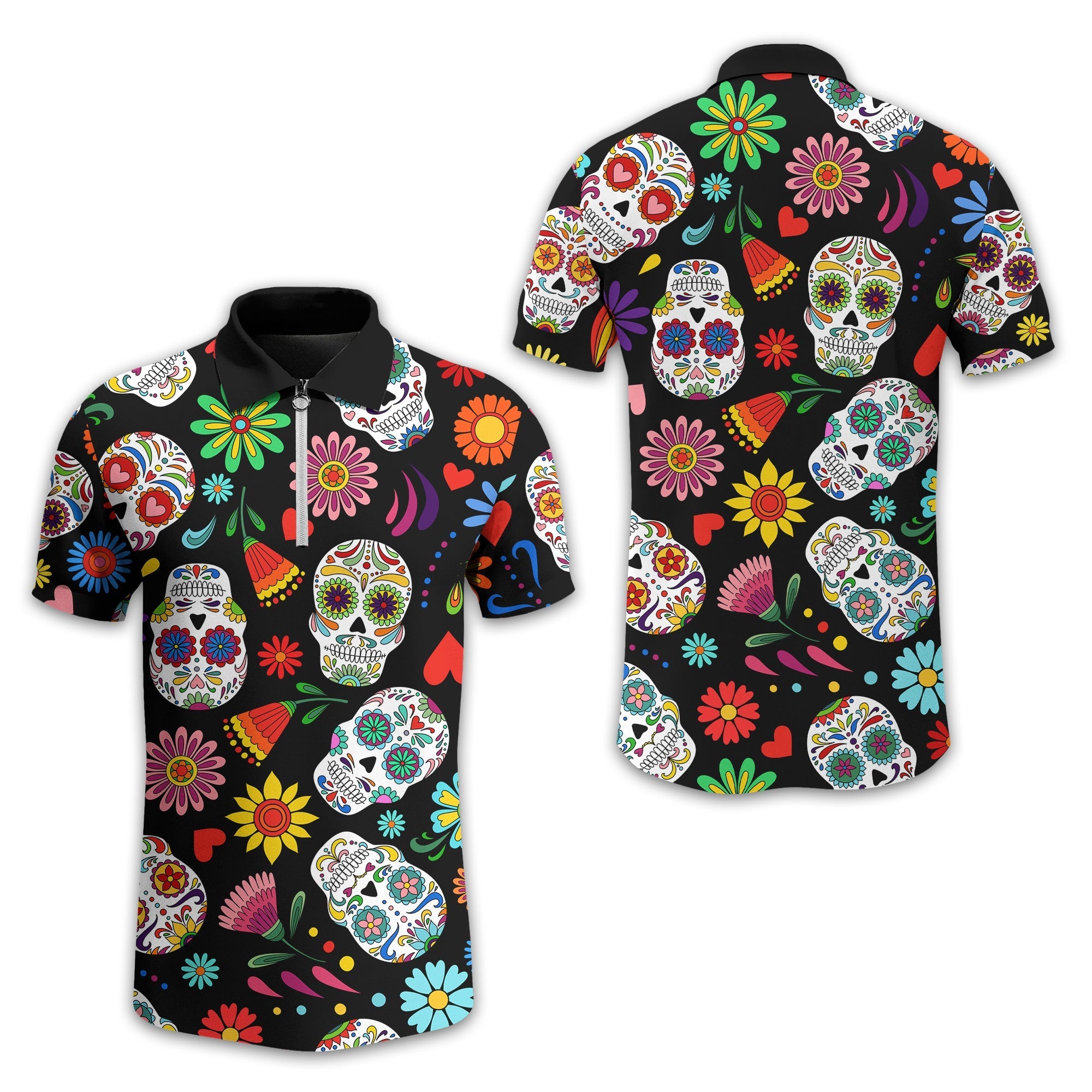Fiesta Feeling Skull Men's Golf Polo ShirtFunny Golf Shirt, Gift For Golfers