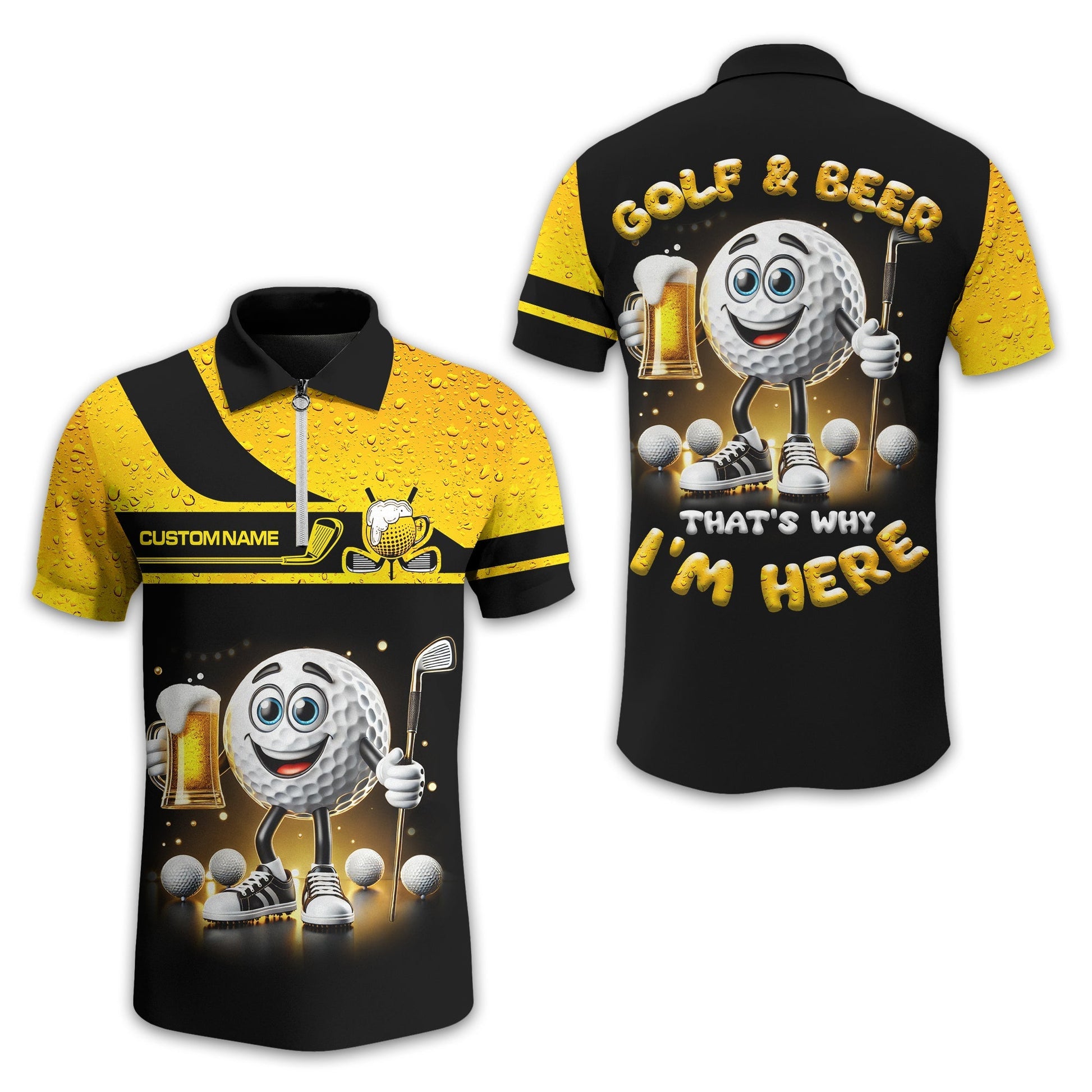 Golf And Beer Personalized Golf Polo ShirtGolf Shirt, Gift For Golfers