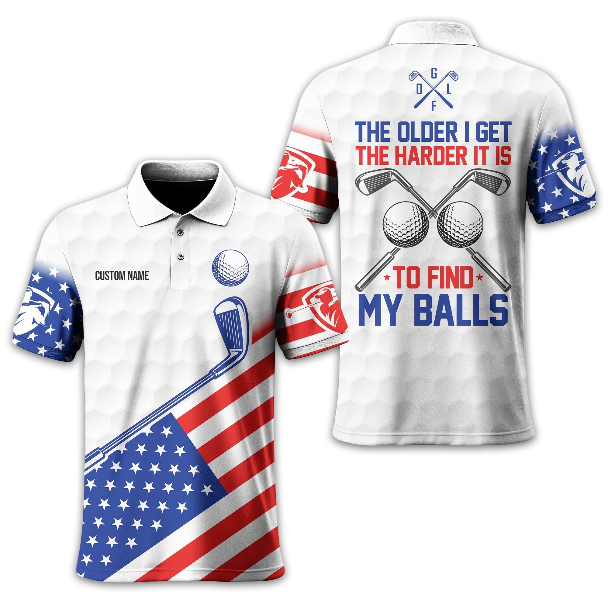 To Find My Balls, USA Flag Polo ShirtPersonalized Golf Shirt, Unique Gift For Golfer