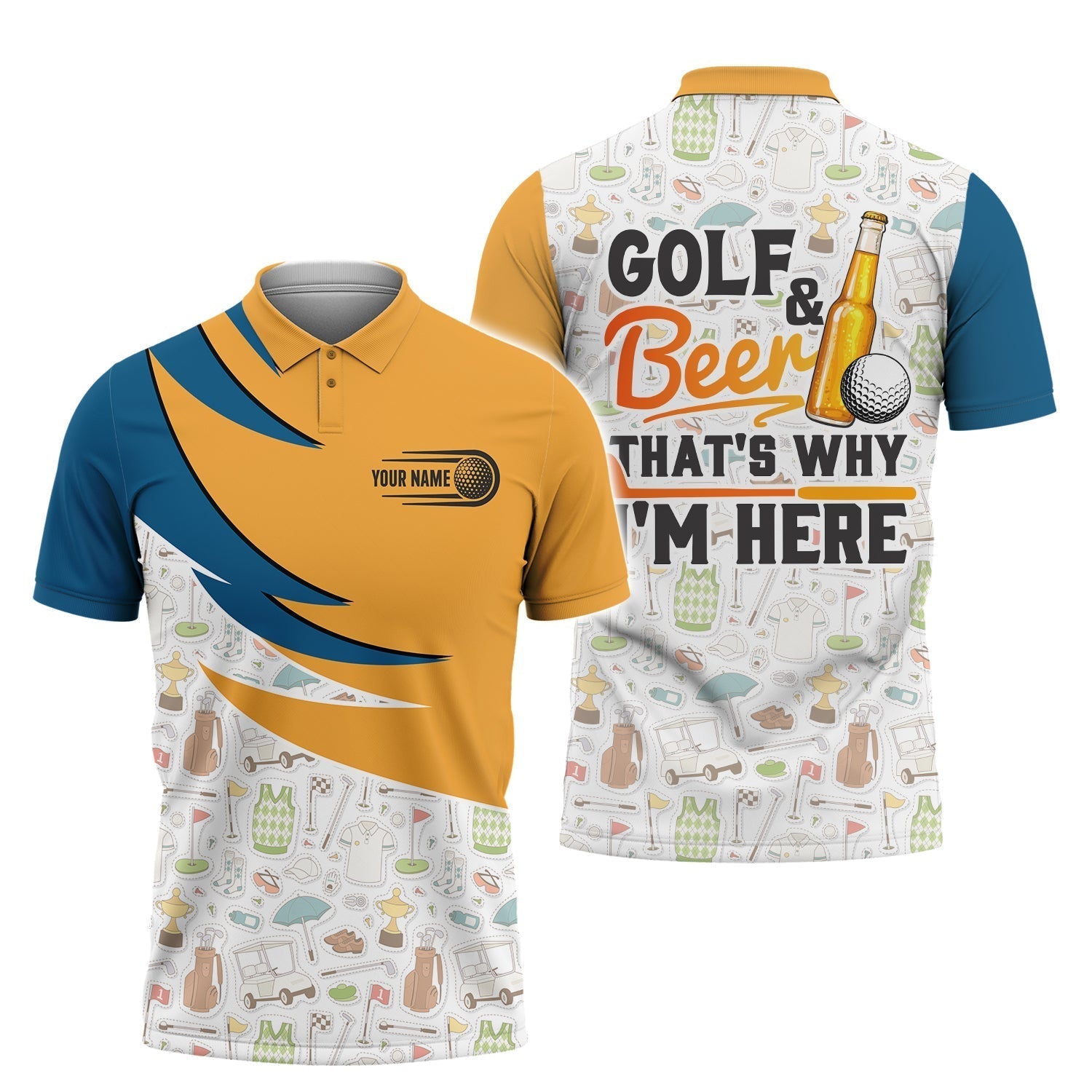 Golf And Beer That's Why I'm Here, Golfing Apparel, Golf Clothing, Mens Golf Gift