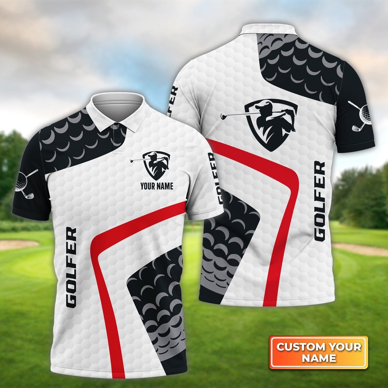Golf Club - Personalized Name 3D Polo Shirt Gift For Golfers